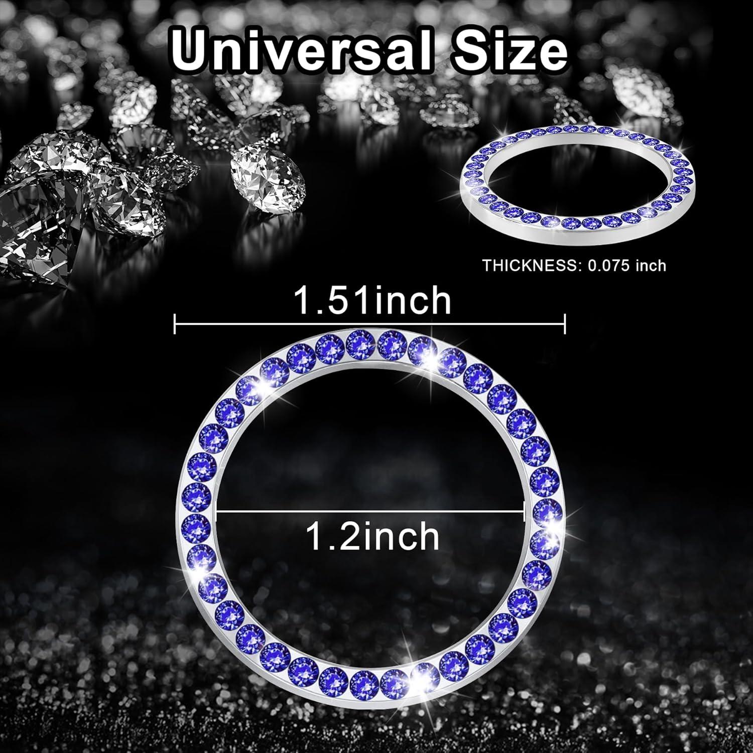 imageLivTee 2 PCS Crystal Rhinestone Car Engine Start Stop Decoration Ring Bling Car Interior Accessories for Women Push to Start Button Cover Sticker Automotive Decals WhiteDark Blue