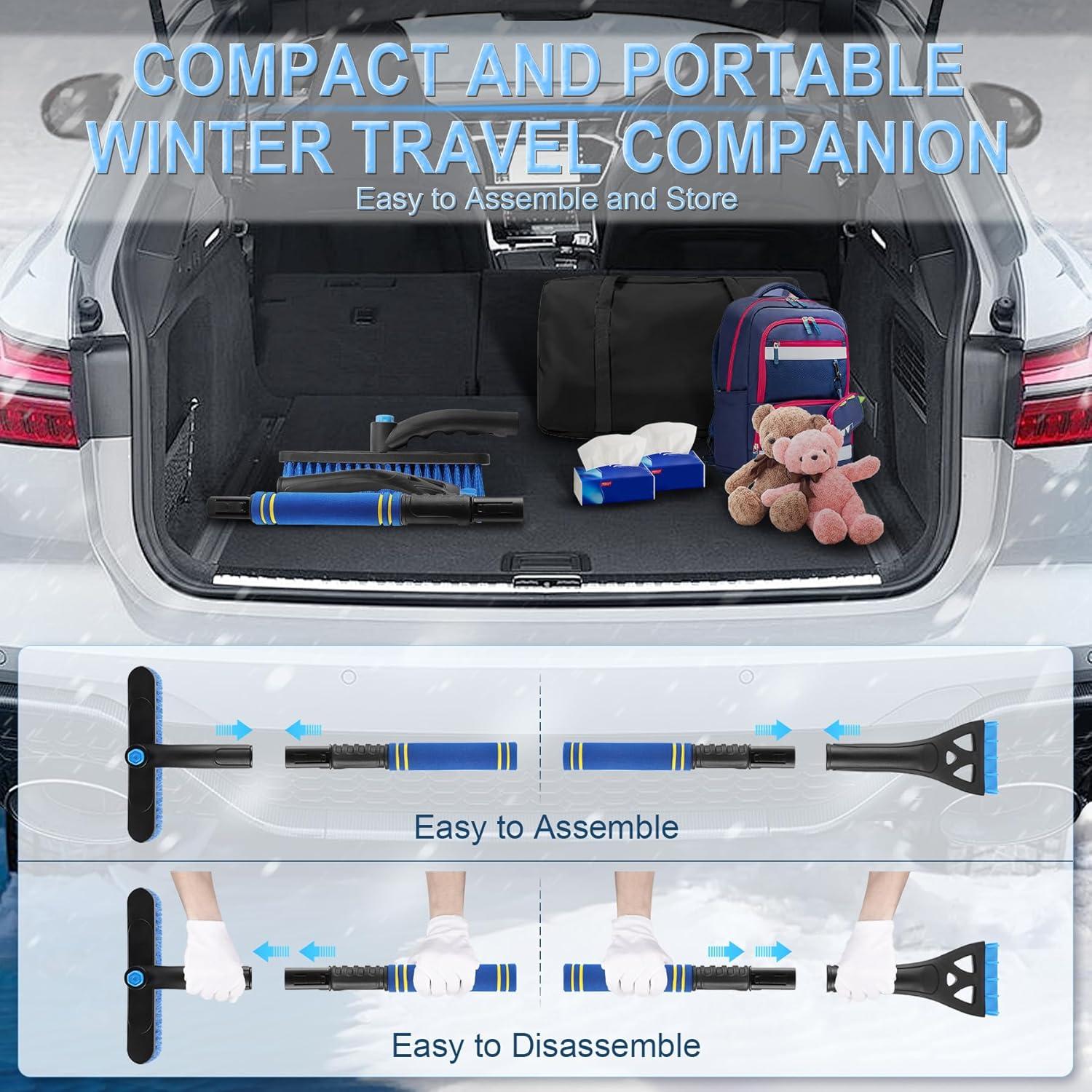 imageLivTee 32quot Extendable Ice Scraper ampamp Snow Brush for Car Windshield 360 Rotating Snow Removal Tool for Cars Trucks ampamp SUVs Automotive Winter Essentials ampamp Car Accessories for Men YellowBlue