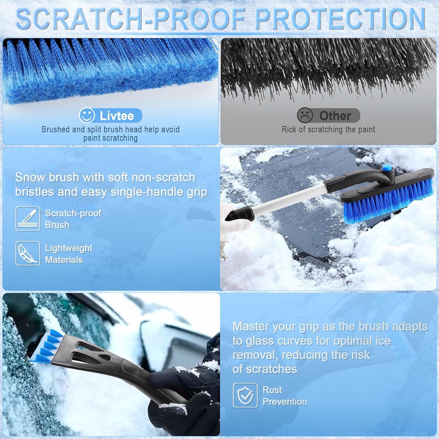imageLivTee 32quot Extendable Ice Scraper ampamp Snow Brush for Car Windshield 360 Rotating Snow Removal Tool for Cars Trucks ampamp SUVs Automotive Winter Essentials ampamp Car Accessories for Men YellowBlue