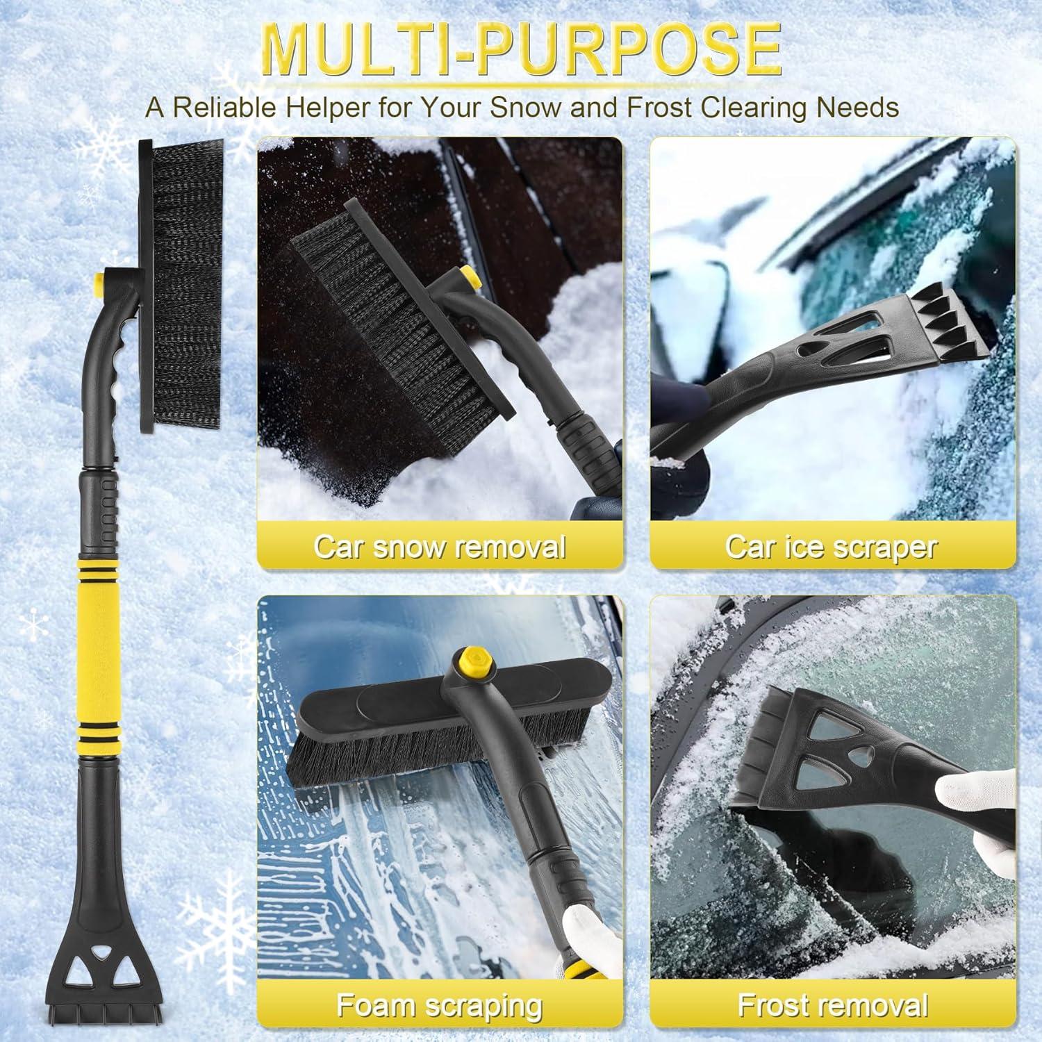 imageLivTee 32quot Extendable Ice Scraper ampamp Snow Brush for Car Windshield 360 Rotating Snow Removal Tool for Cars Trucks ampamp SUVs Automotive Winter Essentials ampamp Car Accessories for Men YellowYellow