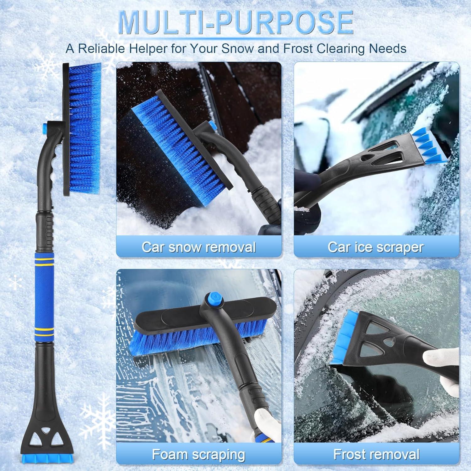 imageLivTee 32quot Extendable Ice Scraper ampamp Snow Brush for Car Windshield 360 Rotating Snow Removal Tool for Cars Trucks ampamp SUVs Automotive Winter Essentials ampamp Car Accessories for Men YellowBlue