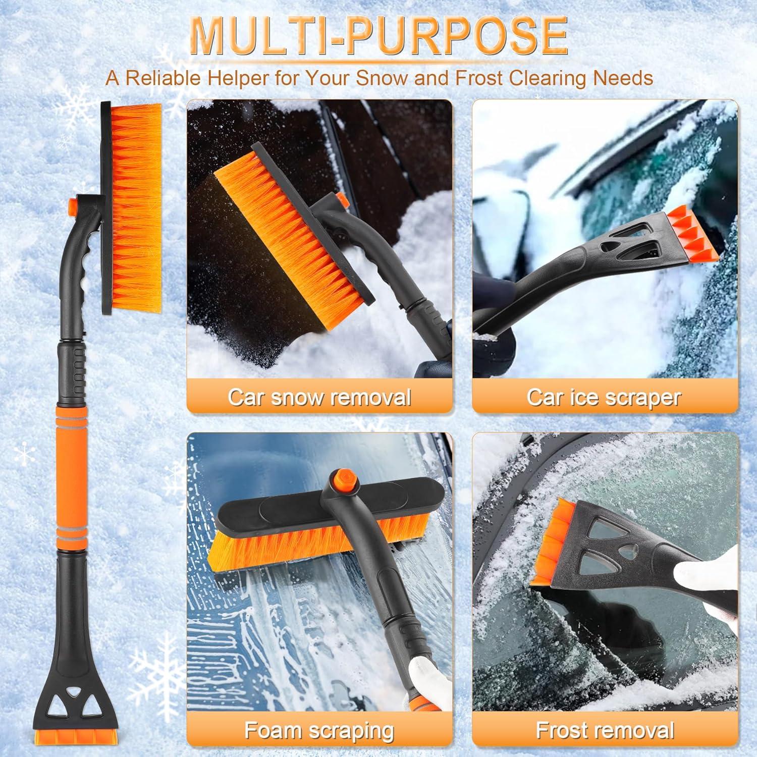 imageLivTee 32quot Extendable Ice Scraper ampamp Snow Brush for Car Windshield 360 Rotating Snow Removal Tool for Cars Trucks ampamp SUVs Automotive Winter Essentials ampamp Car Accessories for Men YellowOrange