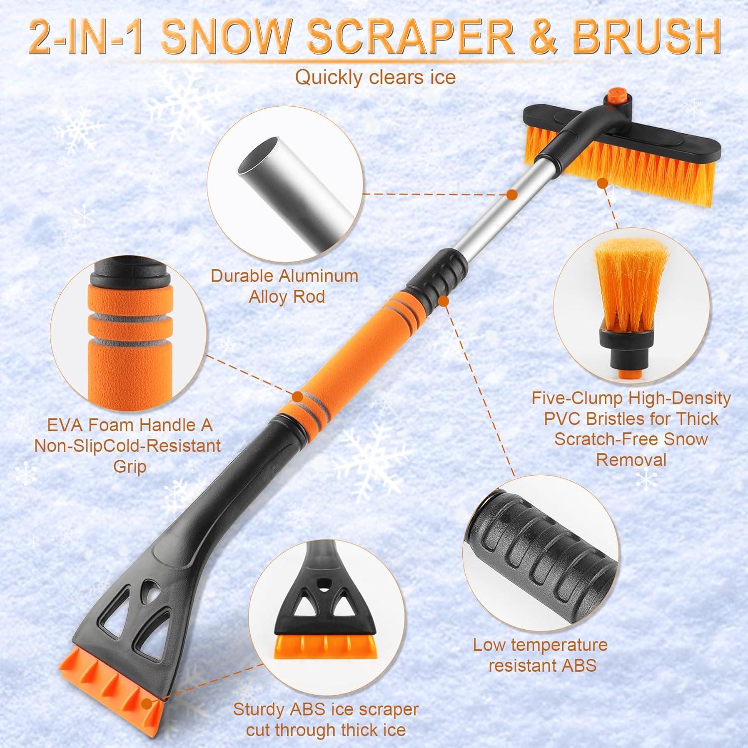 imageLivTee 32quot Extendable Ice Scraper ampamp Snow Brush for Car Windshield 360 Rotating Snow Removal Tool for Cars Trucks ampamp SUVs Automotive Winter Essentials ampamp Car Accessories for Men YellowOrange