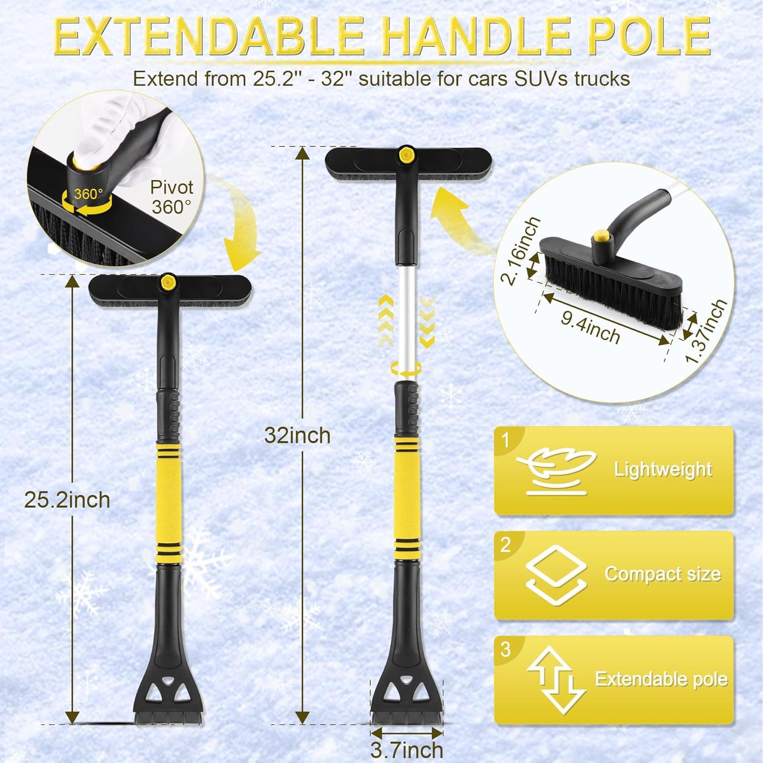 imageLivTee 32quot Extendable Ice Scraper ampamp Snow Brush for Car Windshield 360 Rotating Snow Removal Tool for Cars Trucks ampamp SUVs Automotive Winter Essentials ampamp Car Accessories for Men YellowYellow