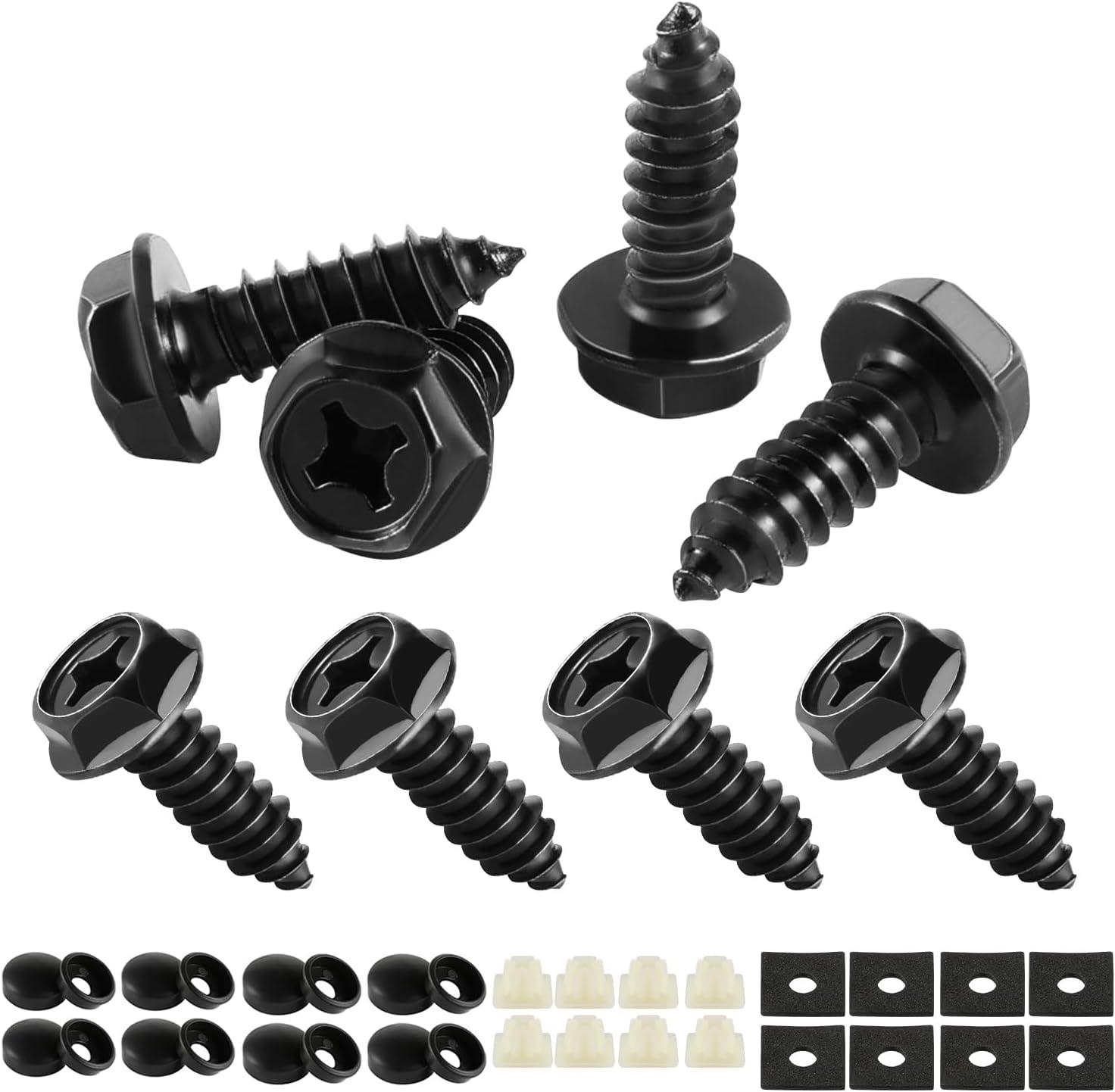 imageLivTee Anti Theft License Plate Screws Set for Securing Frames and Covers License Plate Bolts M6 14quot Tamper Proof Screws Caps Cover for Front Rear Frame Holder Mounting Black4PCSCrossBlack