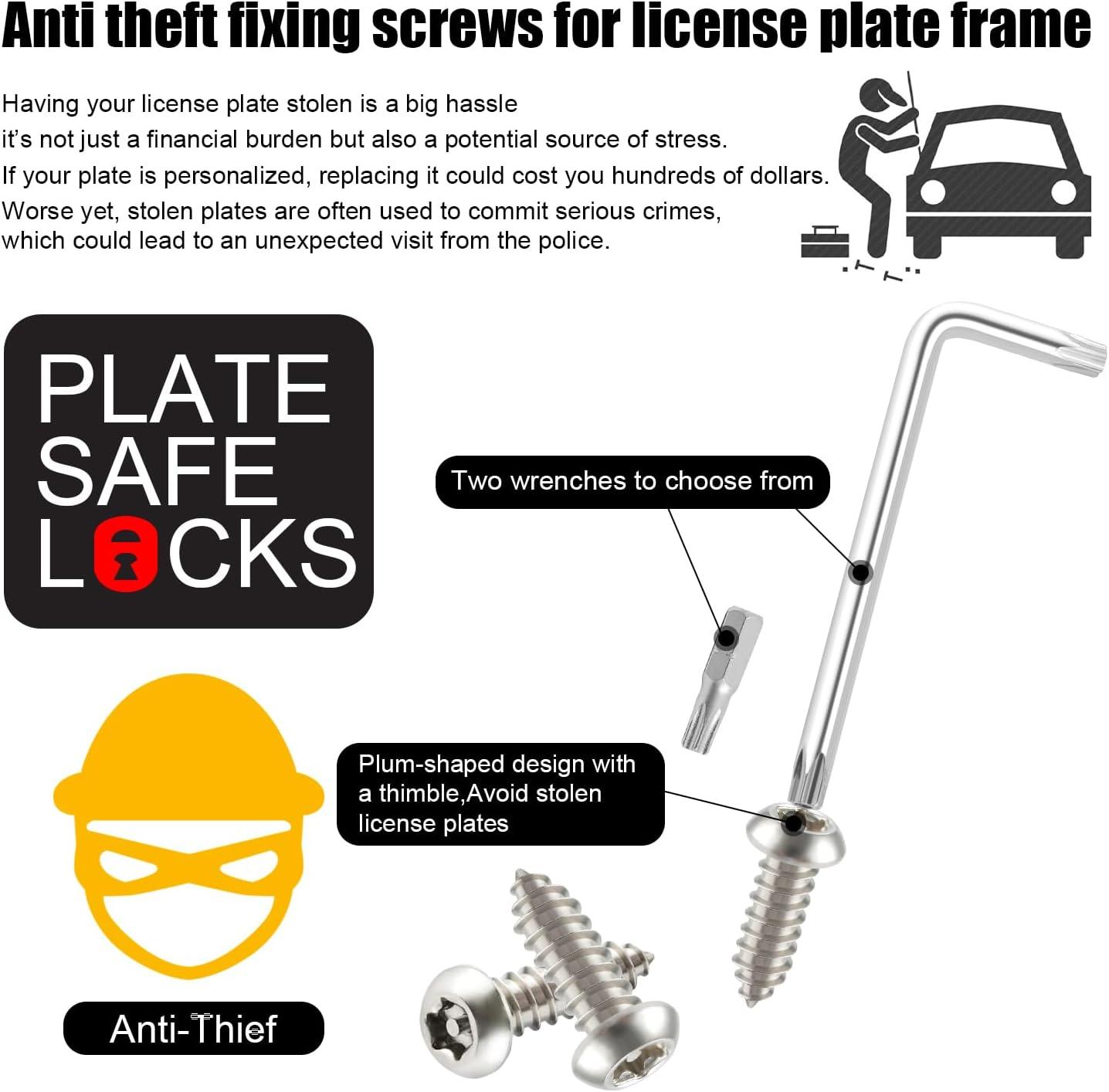 imageLivTee Anti Theft License Plate Screws Set for Securing Frames and Covers License Plate Bolts M6 14quot Tamper Proof Screws Caps Cover for Front Rear Frame Holder Mounting Black4PCSATSilver