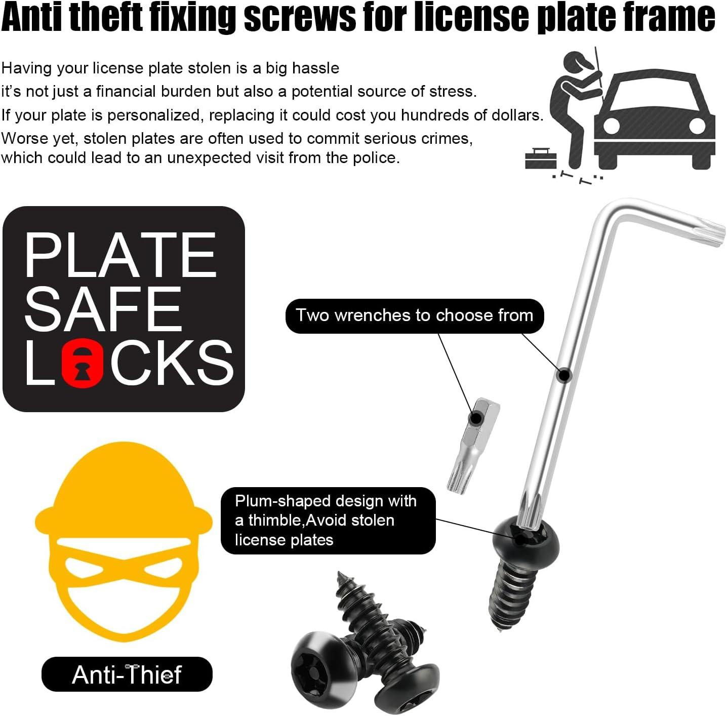 imageLivTee Anti Theft License Plate Screws Set for Securing Frames and Covers License Plate Bolts M6 14quot Tamper Proof Screws Caps Cover for Front Rear Frame Holder Mounting Black4PCSATBlack