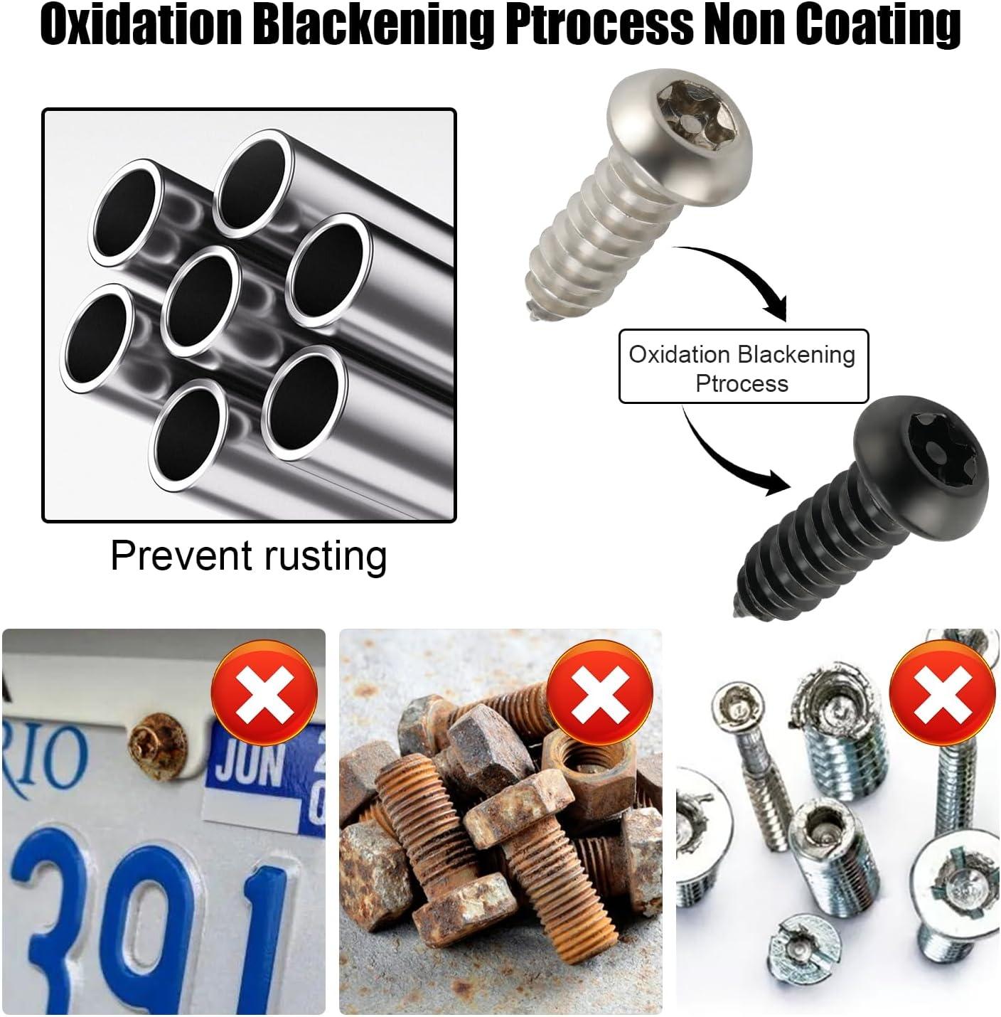 imageLivTee Anti Theft License Plate Screws Set for Securing Frames and Covers License Plate Bolts M6 14quot Tamper Proof Screws Caps Cover for Front Rear Frame Holder Mounting Black4PCSATBlack