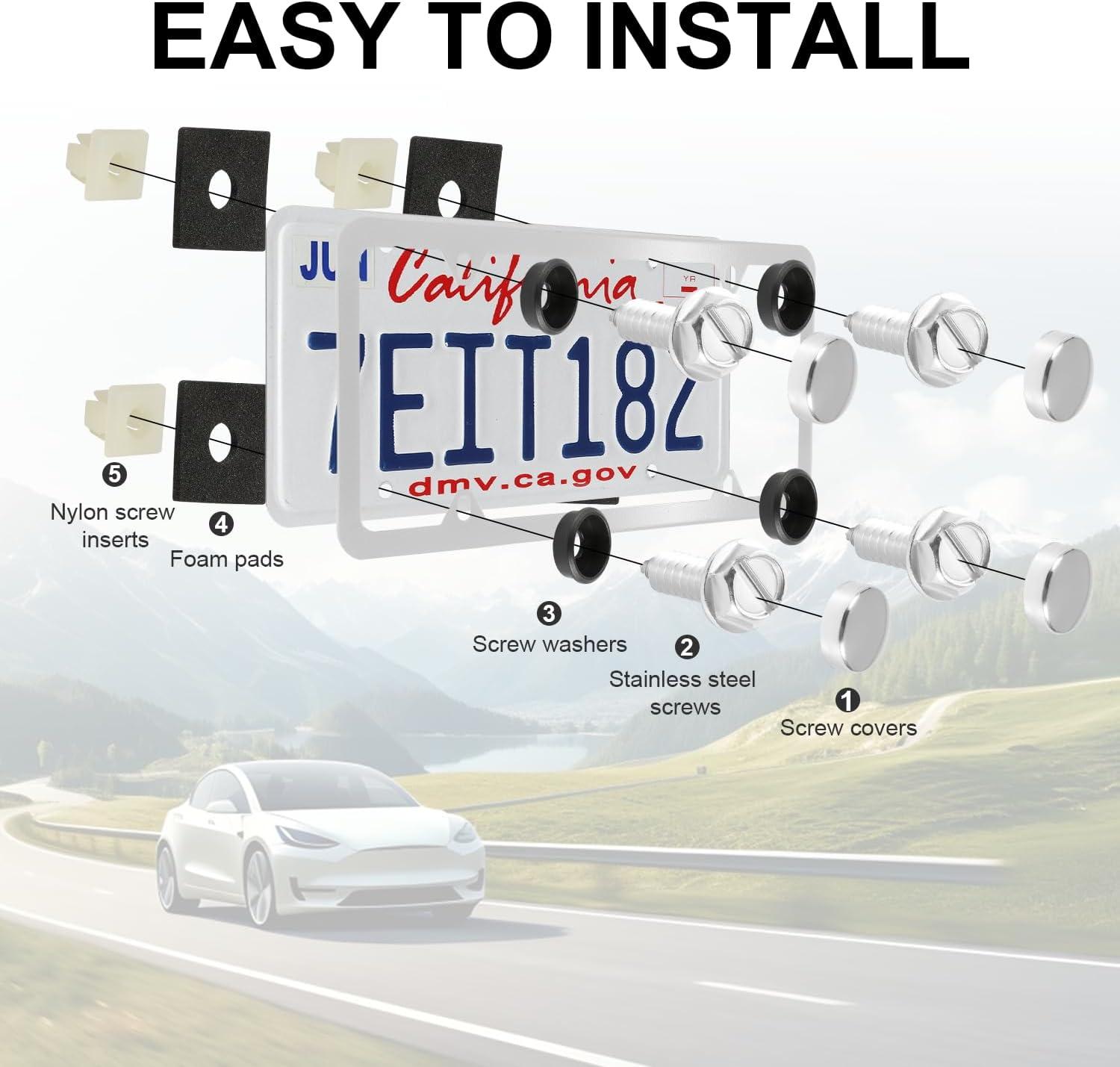 imageLivTee Anti Theft License Plate Screws Set for Securing Frames and Covers License Plate Bolts M6 14quot Tamper Proof Screws Caps Cover for Front Rear Frame Holder Mounting Black4PCSSlottedSilver