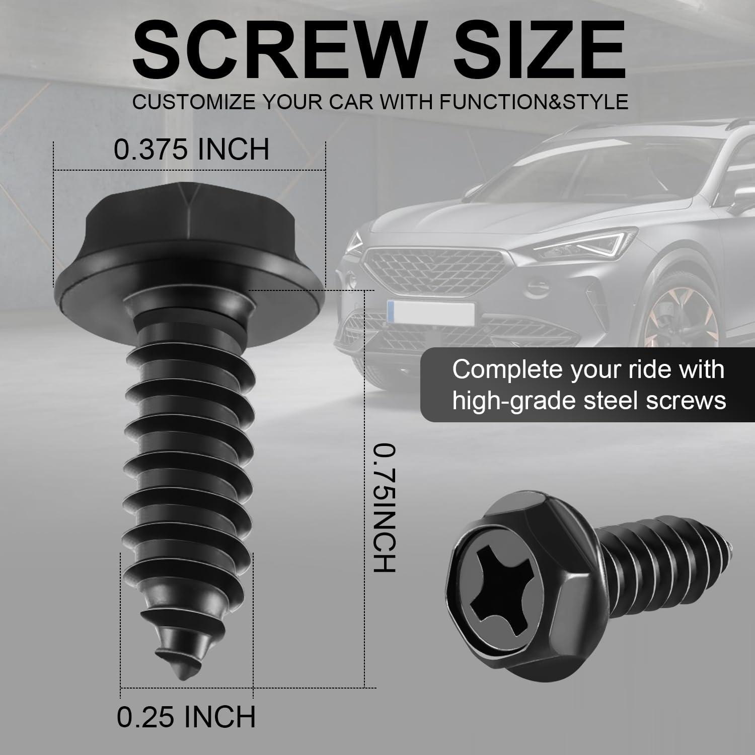 imageLivTee Anti Theft License Plate Screws Set for Securing Frames and Covers License Plate Bolts M6 14quot Tamper Proof Screws Caps Cover for Front Rear Frame Holder Mounting Black4PCSCrossBlack