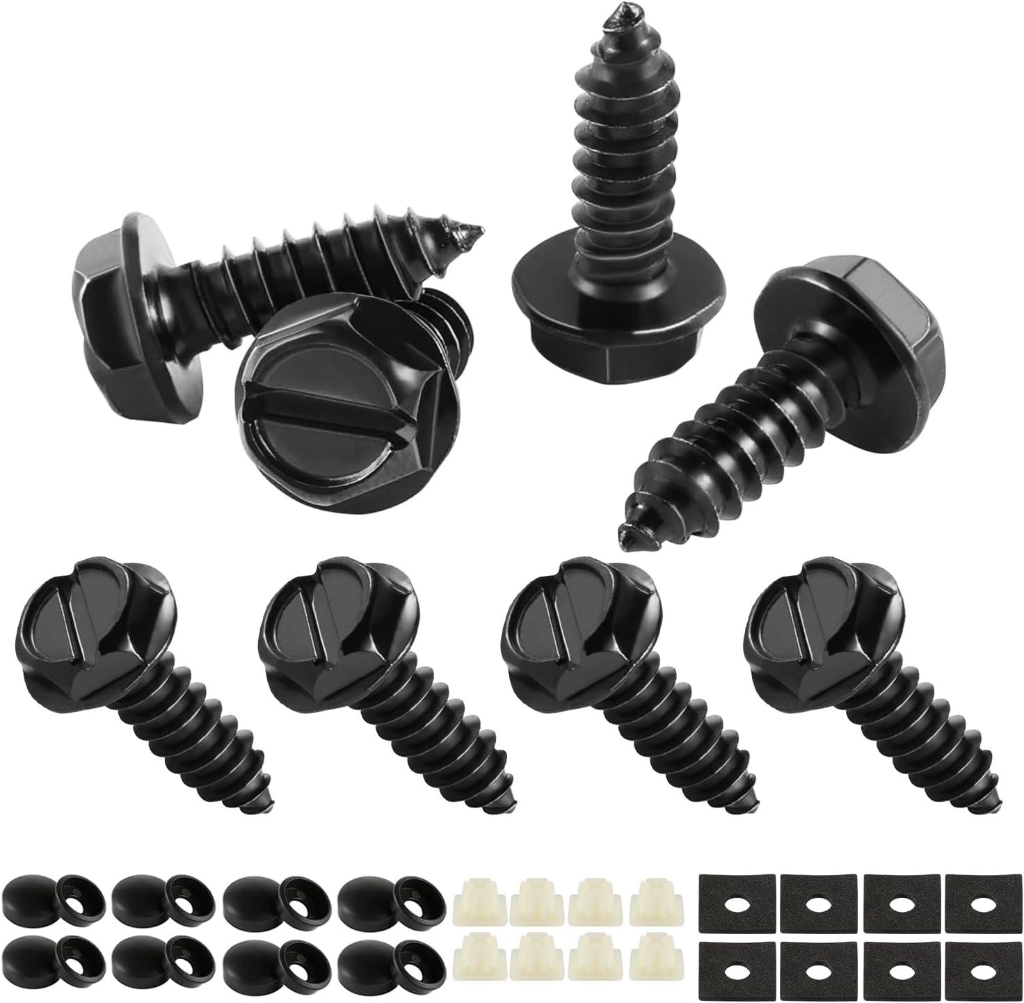 imageLivTee Anti Theft License Plate Screws Set for Securing Frames and Covers License Plate Bolts M6 14quot Tamper Proof Screws Caps Cover for Front Rear Frame Holder Mounting Black4PCSSlottedBlack