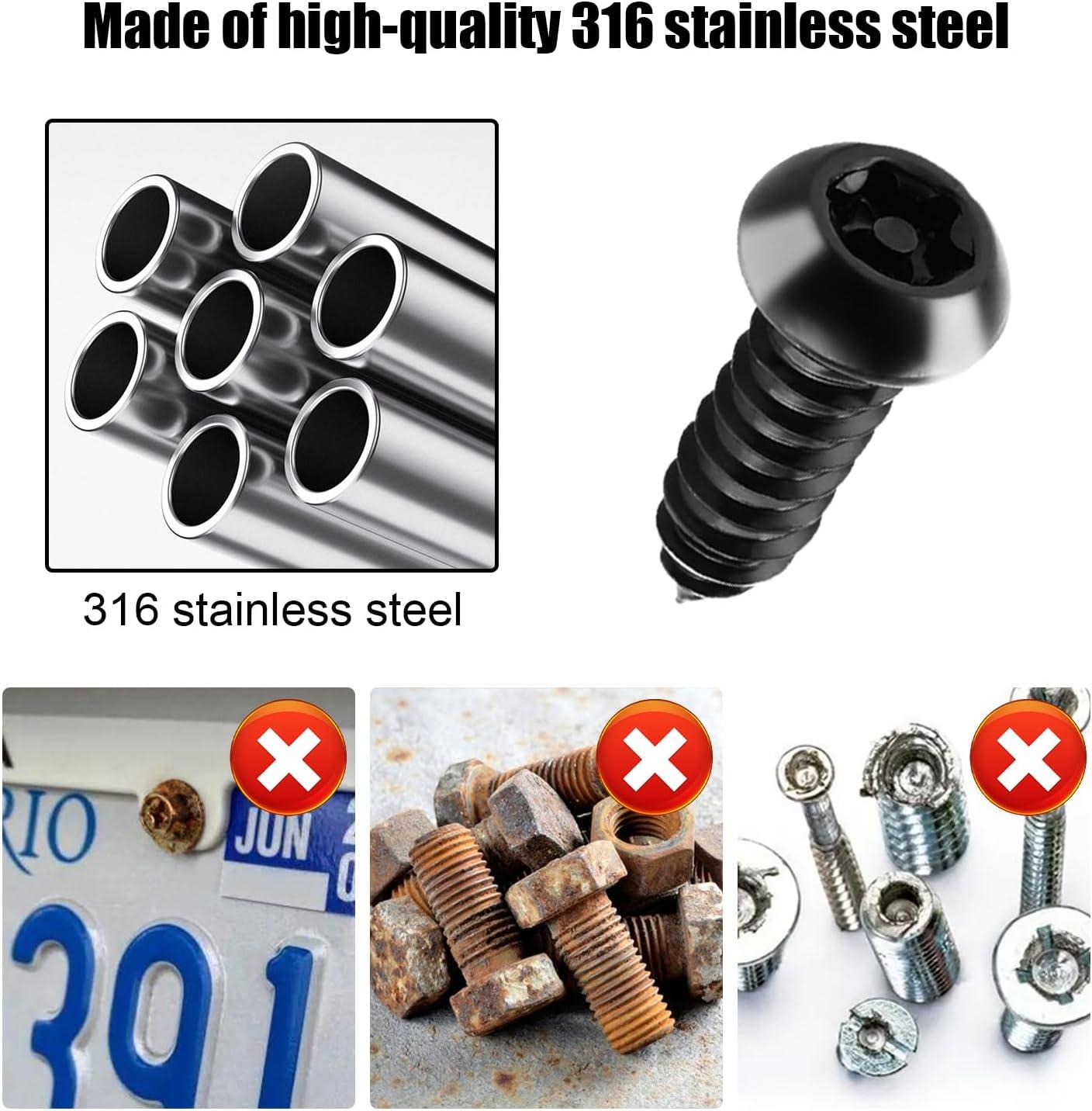 imageLivTee Anti Theft License Plate Screws Set for Securing Frames and Covers License Plate Bolts M6 14quot Tamper Proof Screws Caps Cover for Front Rear Frame Holder Mounting Black4PCSATBlack