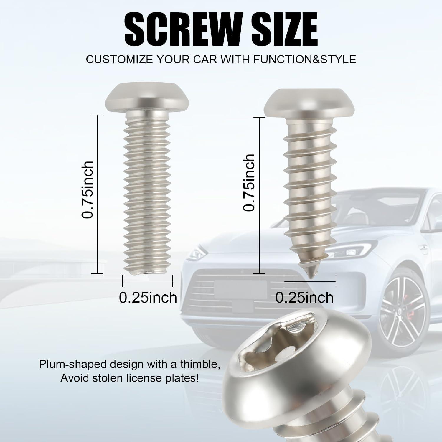 imageLivTee Anti Theft License Plate Screws Set for Securing Frames and Covers License Plate Bolts M6 14quot Tamper Proof Screws Caps Cover for Front Rear Frame Holder Mounting Black4PCSATSilver