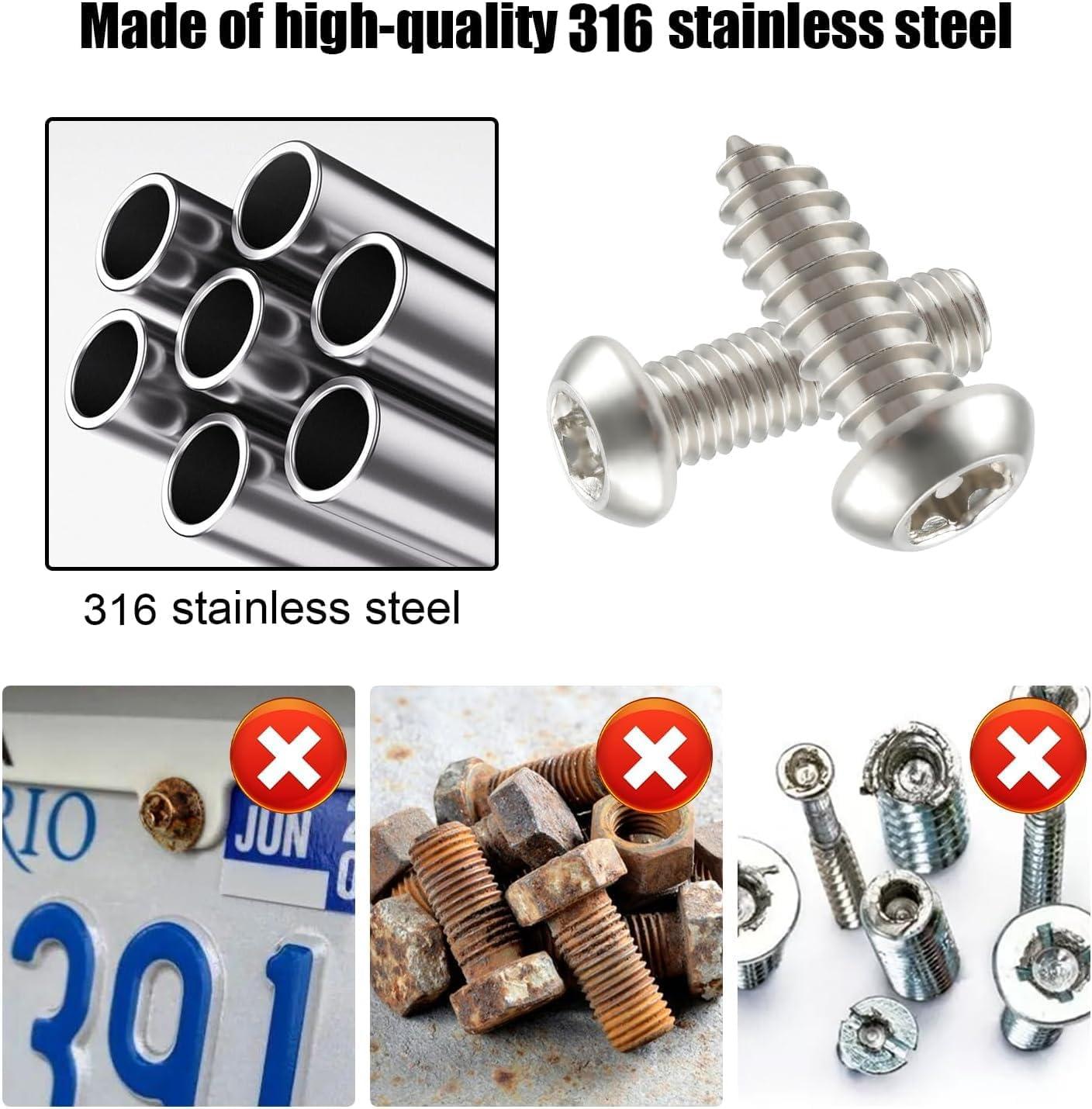 imageLivTee Anti Theft License Plate Screws Set for Securing Frames and Covers License Plate Bolts M6 14quot Tamper Proof Screws Caps Cover for Front Rear Frame Holder Mounting Black4PCSATSilver