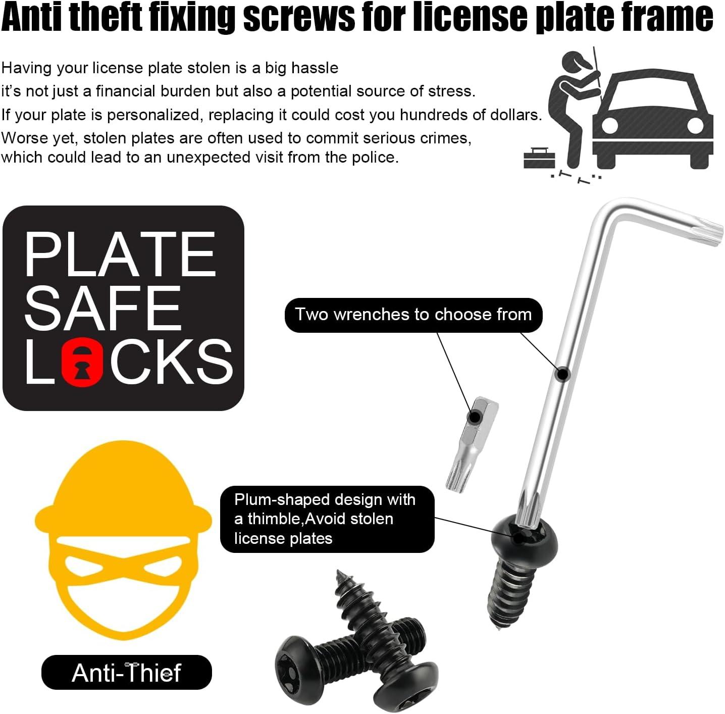 imageLivTee Anti Theft License Plate Screws Set for Securing Frames and Covers License Plate Bolts M6 14quot Tamper Proof Screws Caps Cover for Front Rear Frame Holder Mounting Black4PCSATBlack