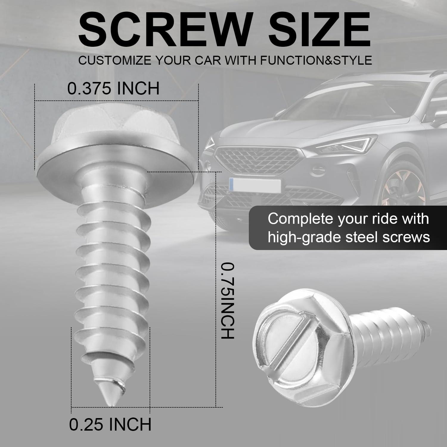 imageLivTee Anti Theft License Plate Screws Set for Securing Frames and Covers License Plate Bolts M6 14quot Tamper Proof Screws Caps Cover for Front Rear Frame Holder Mounting Black4PCSSlottedSilver