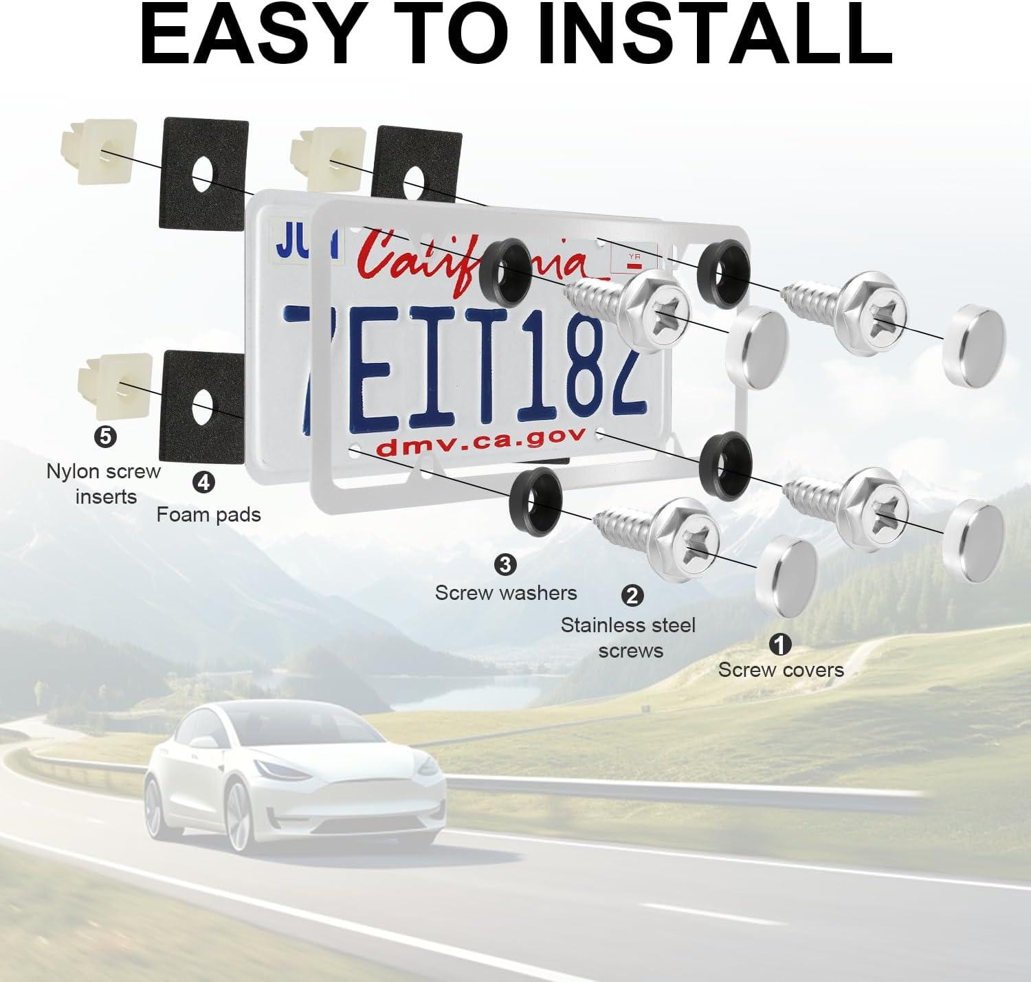 imageLivTee Anti Theft License Plate Screws Set for Securing Frames and Covers License Plate Bolts M6 14quot Tamper Proof Screws Caps Cover for Front Rear Frame Holder Mounting Black4PCSCrossSilver