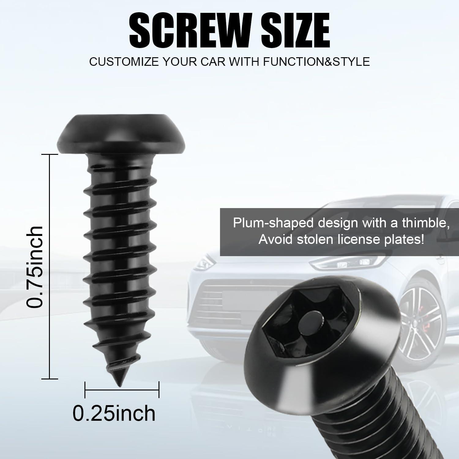 imageLivTee Anti Theft License Plate Screws Set for Securing Frames and Covers License Plate Bolts M6 14quot Tamper Proof Screws Caps Cover for Front Rear Frame Holder Mounting Black4PCSATBlack