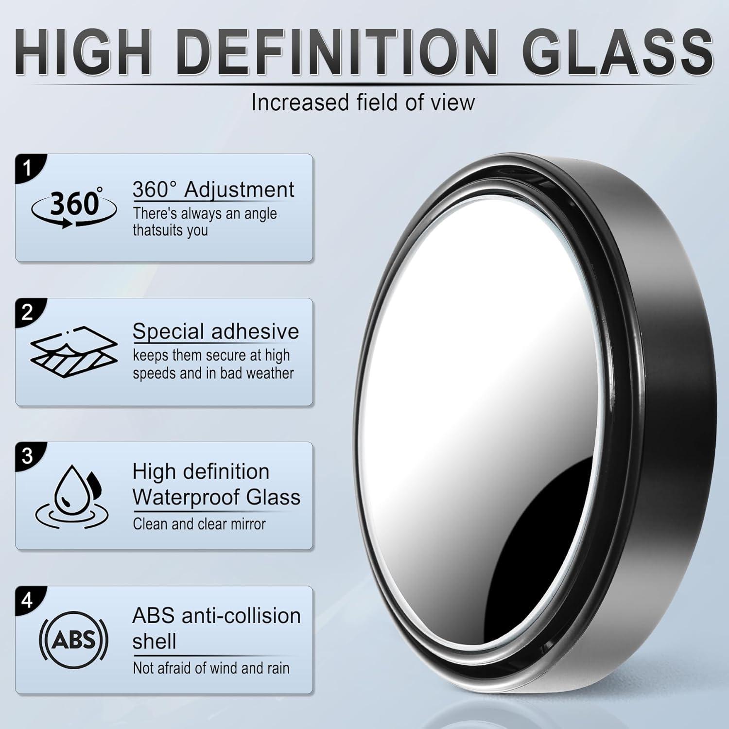 imageLivTee Blind Spot Mirror 2quot Round HD Glass Frameless Convex Accessories with Suction Cup ABS Housing 360 Adjustable WideAngle Rear View Mirror for Cars SUVs and Trucks Pack of 2Black