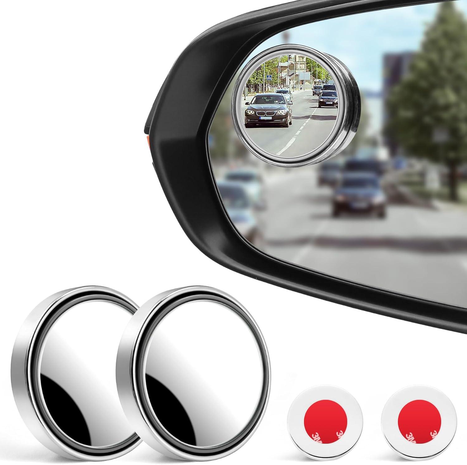 imageLivTee Blind Spot Mirror 2quot Round HD Glass Frameless Convex Accessories with Suction Cup ABS Housing 360 Adjustable WideAngle Rear View Mirror for Cars SUVs and Trucks Pack of 2Silver