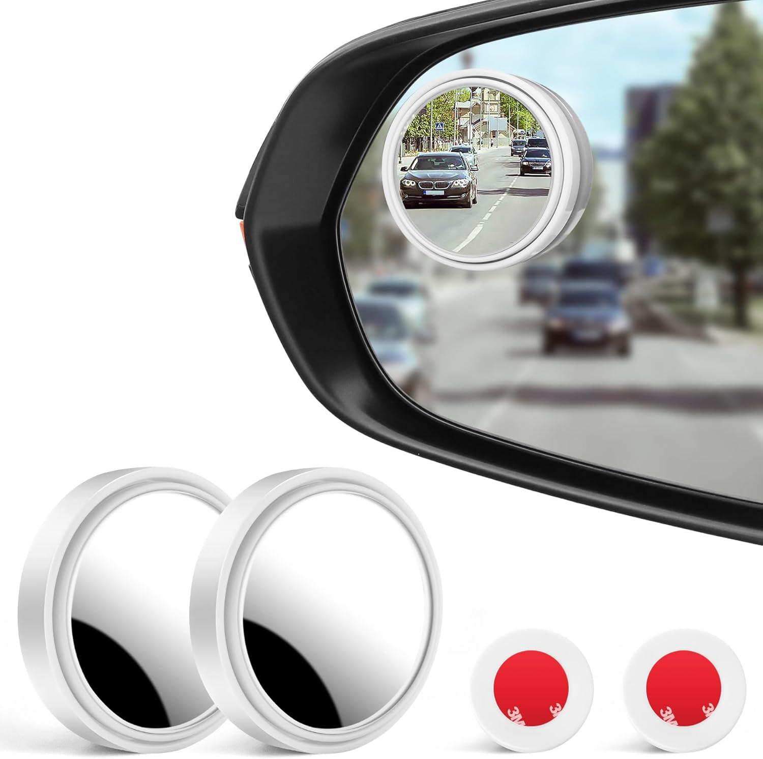 imageLivTee Blind Spot Mirror 2quot Round HD Glass Frameless Convex Accessories with Suction Cup ABS Housing 360 Adjustable WideAngle Rear View Mirror for Cars SUVs and Trucks Pack of 2White