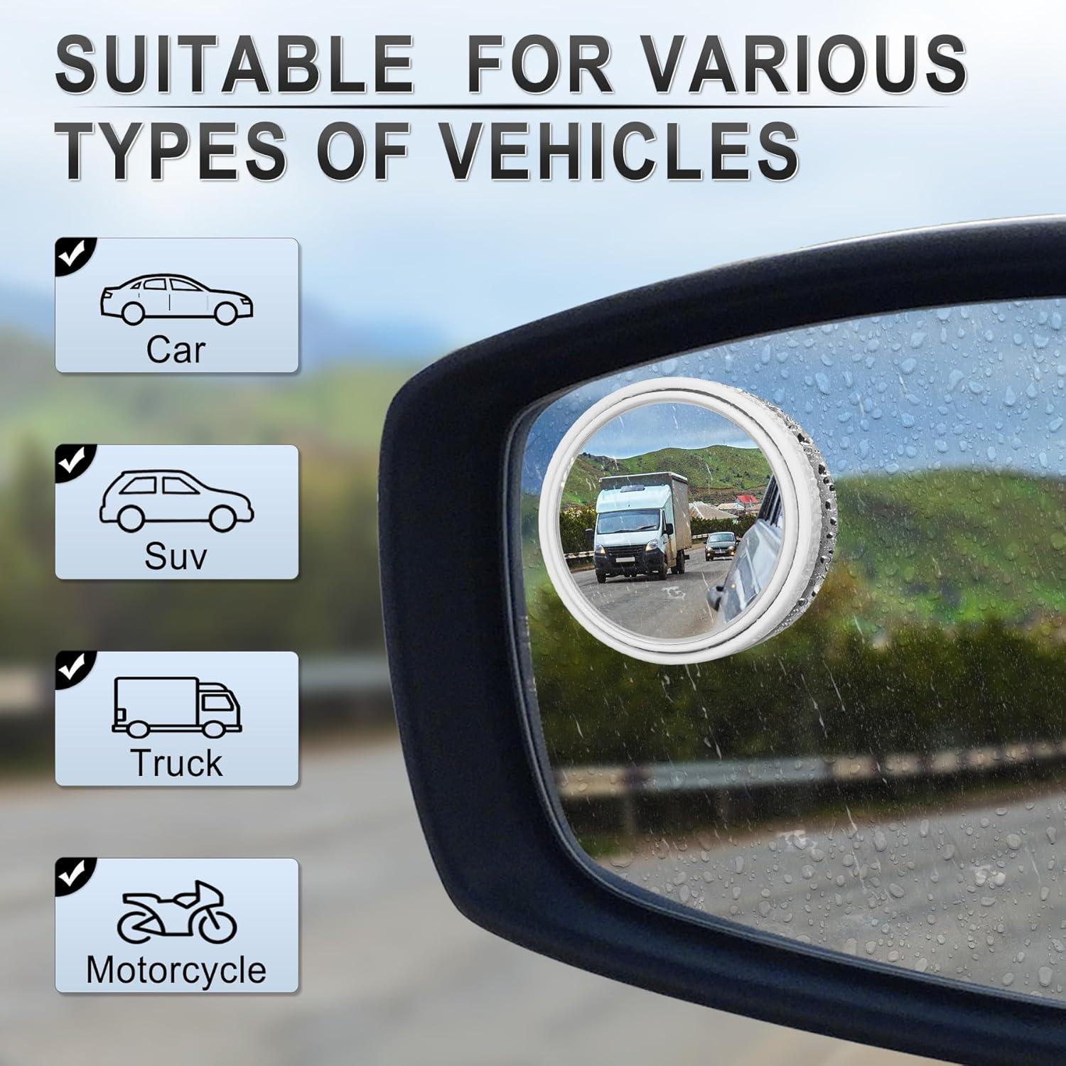 imageLivTee Blind Spot Mirror 2quot Round HD Glass Frameless Convex Accessories with Suction Cup ABS Housing 360 Adjustable WideAngle Rear View Mirror for Cars SUVs and Trucks Pack of 2White