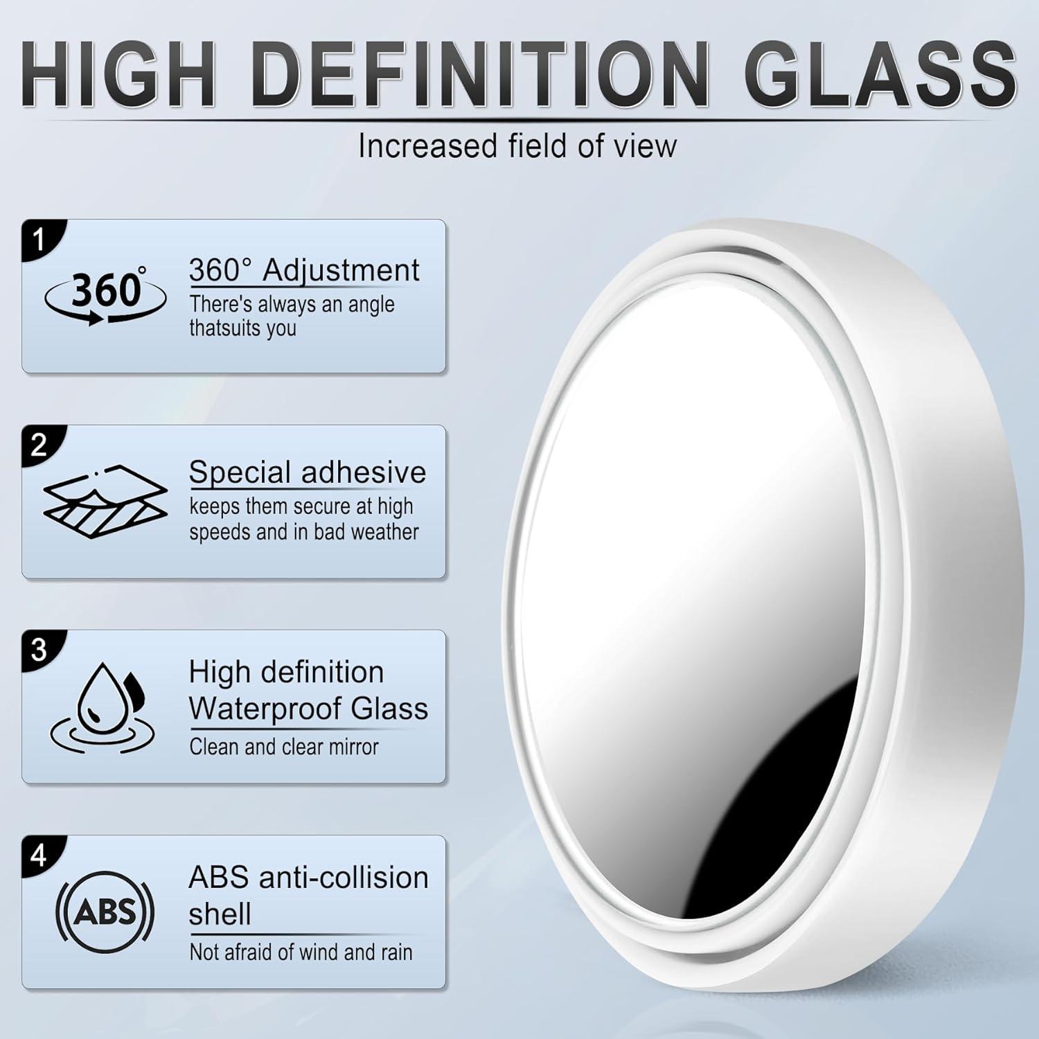 imageLivTee Blind Spot Mirror 2quot Round HD Glass Frameless Convex Accessories with Suction Cup ABS Housing 360 Adjustable WideAngle Rear View Mirror for Cars SUVs and Trucks Pack of 2White