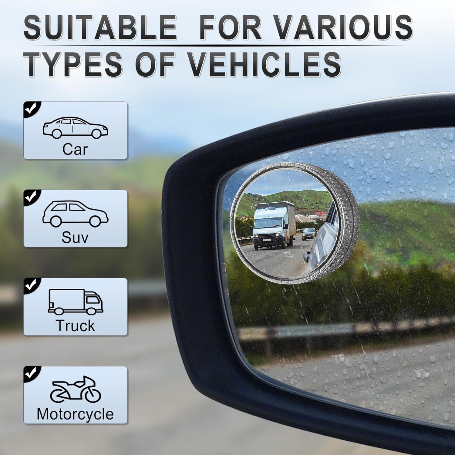 imageLivTee Blind Spot Mirror 2quot Round HD Glass Frameless Convex Accessories with Suction Cup ABS Housing 360 Adjustable WideAngle Rear View Mirror for Cars SUVs and Trucks Pack of 2CupSilver