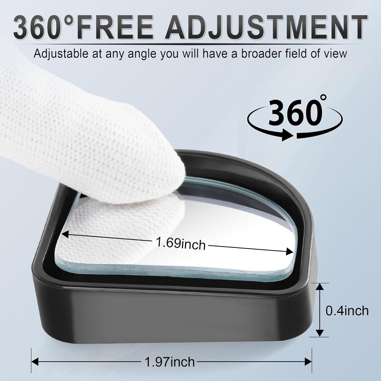 imageLivTee Blind Spot Mirror 2quot Round HD Glass Frameless Convex Accessories with Suction Cup ABS Housing 360 Adjustable WideAngle Rear View Mirror for Cars SUVs and Trucks Pack of 2Black