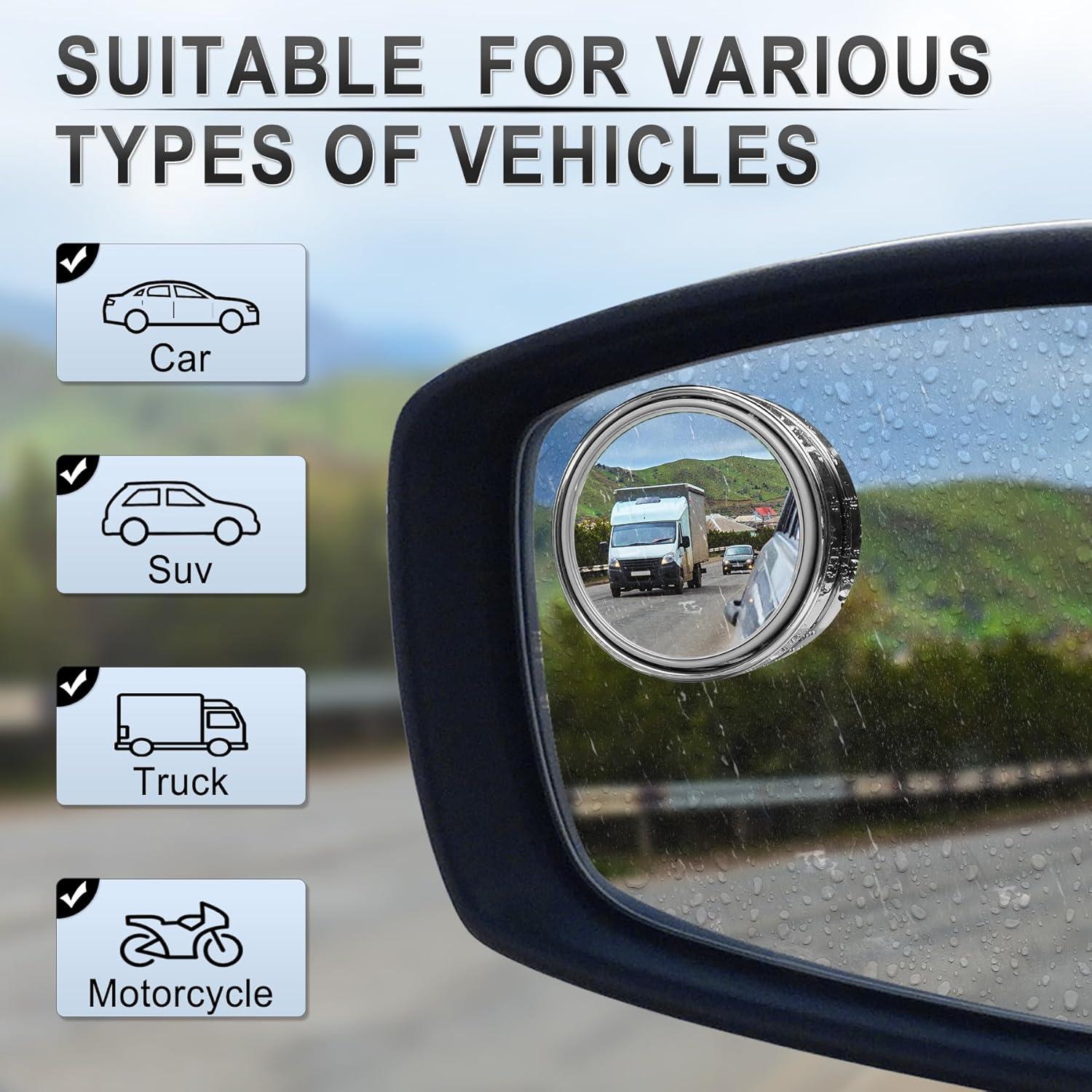 imageLivTee Blind Spot Mirror 2quot Round HD Glass Frameless Convex Accessories with Suction Cup ABS Housing 360 Adjustable WideAngle Rear View Mirror for Cars SUVs and Trucks Pack of 2Silver
