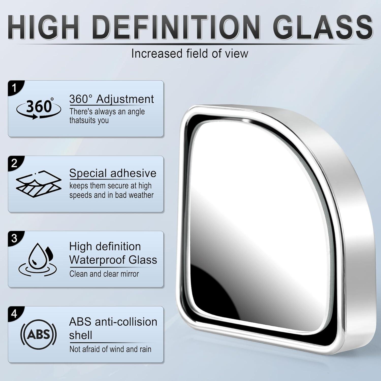 imageLivTee Blind Spot Mirror 2quot Round HD Glass Frameless Convex Accessories with Suction Cup ABS Housing 360 Adjustable WideAngle Rear View Mirror for Cars SUVs and Trucks Pack of 2Silver