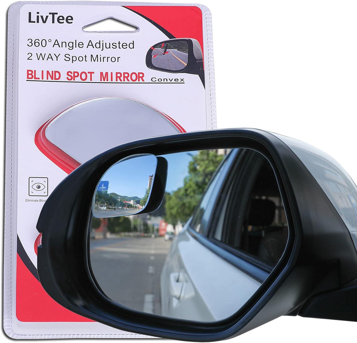 imageLivTee Blind Spot Mirror 2quot Round HD Glass Frameless Convex Accessories with Suction Cup ABS Housing 360 Adjustable WideAngle Rear View Mirror for Cars SUVs and Trucks Pack of 2White