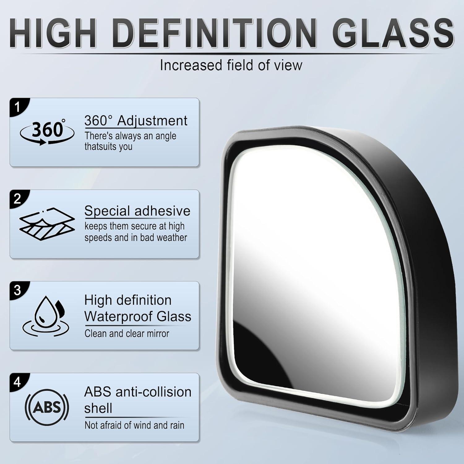 imageLivTee Blind Spot Mirror 2quot Round HD Glass Frameless Convex Accessories with Suction Cup ABS Housing 360 Adjustable WideAngle Rear View Mirror for Cars SUVs and Trucks Pack of 2Black
