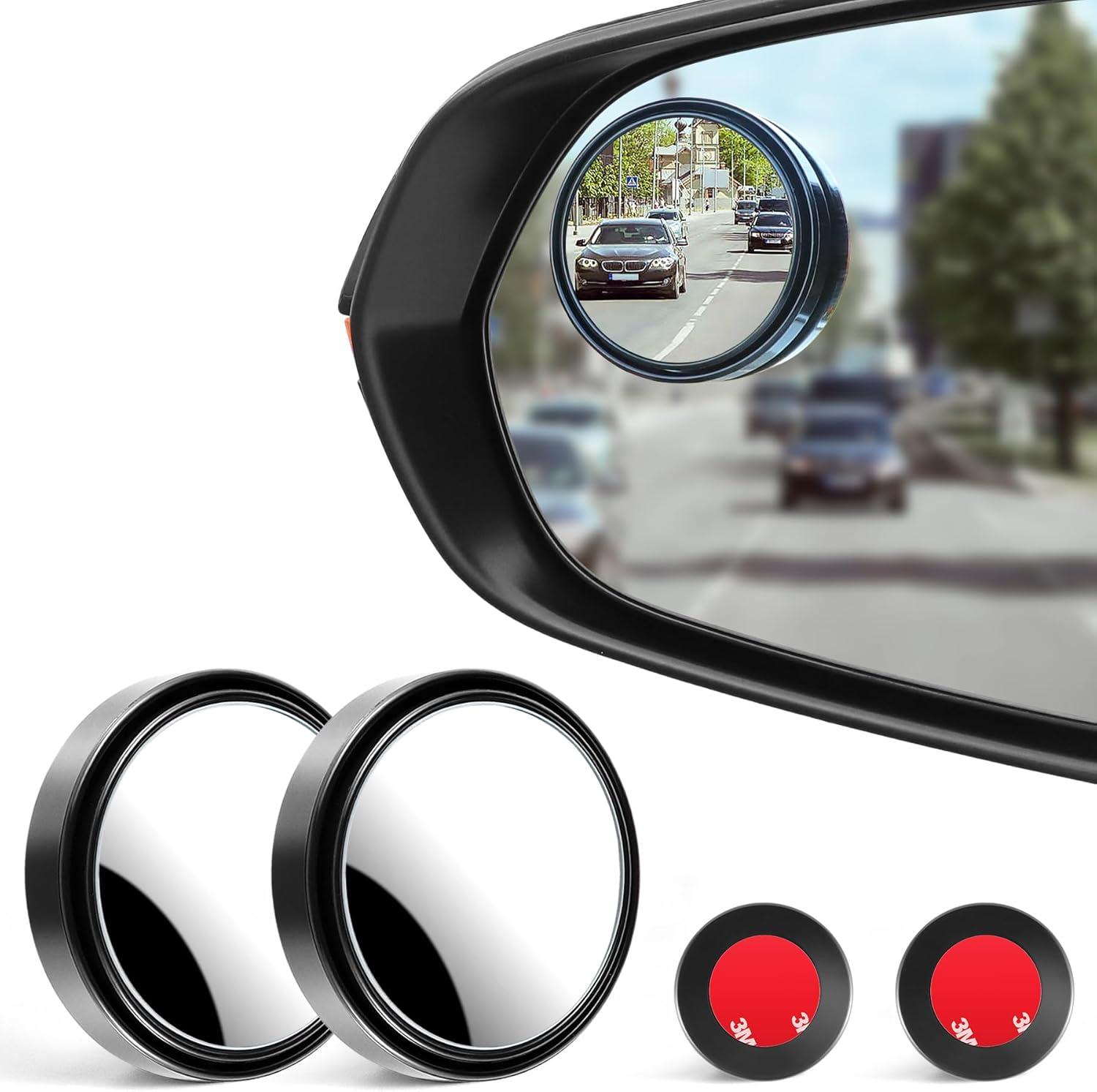 imageLivTee Blind Spot Mirror 2quot Round HD Glass Frameless Convex Accessories with Suction Cup ABS Housing 360 Adjustable WideAngle Rear View Mirror for Cars SUVs and Trucks Pack of 2Black