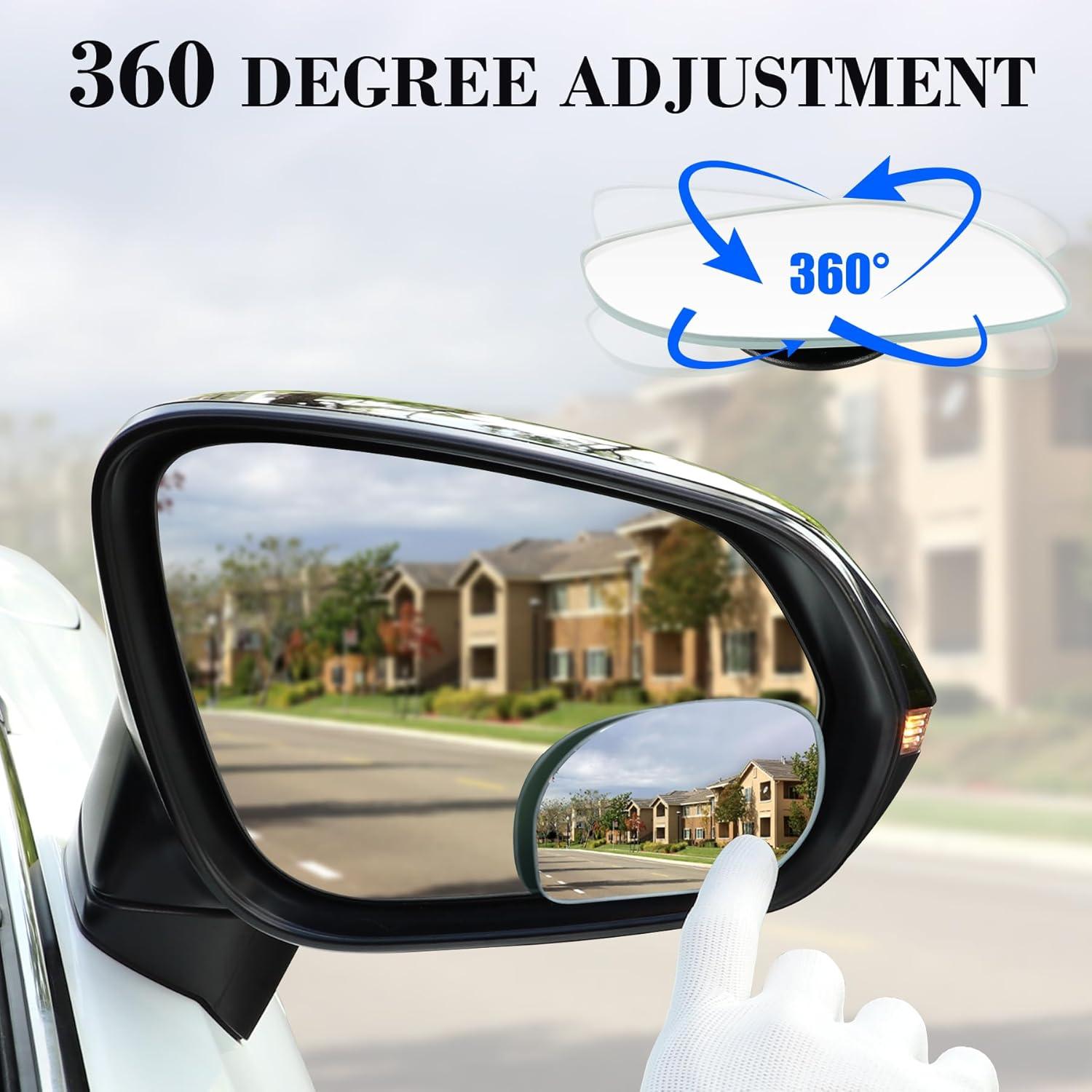 imageLivTee Blind Spot Mirrors HD Glass Frameless Convex Rear View Mirrors Wide Angle Adjustable Stick for Side Mirror Automotive Exterior Accessories for Car SUV ampamp Trucks Pack of 2Rounded Oval