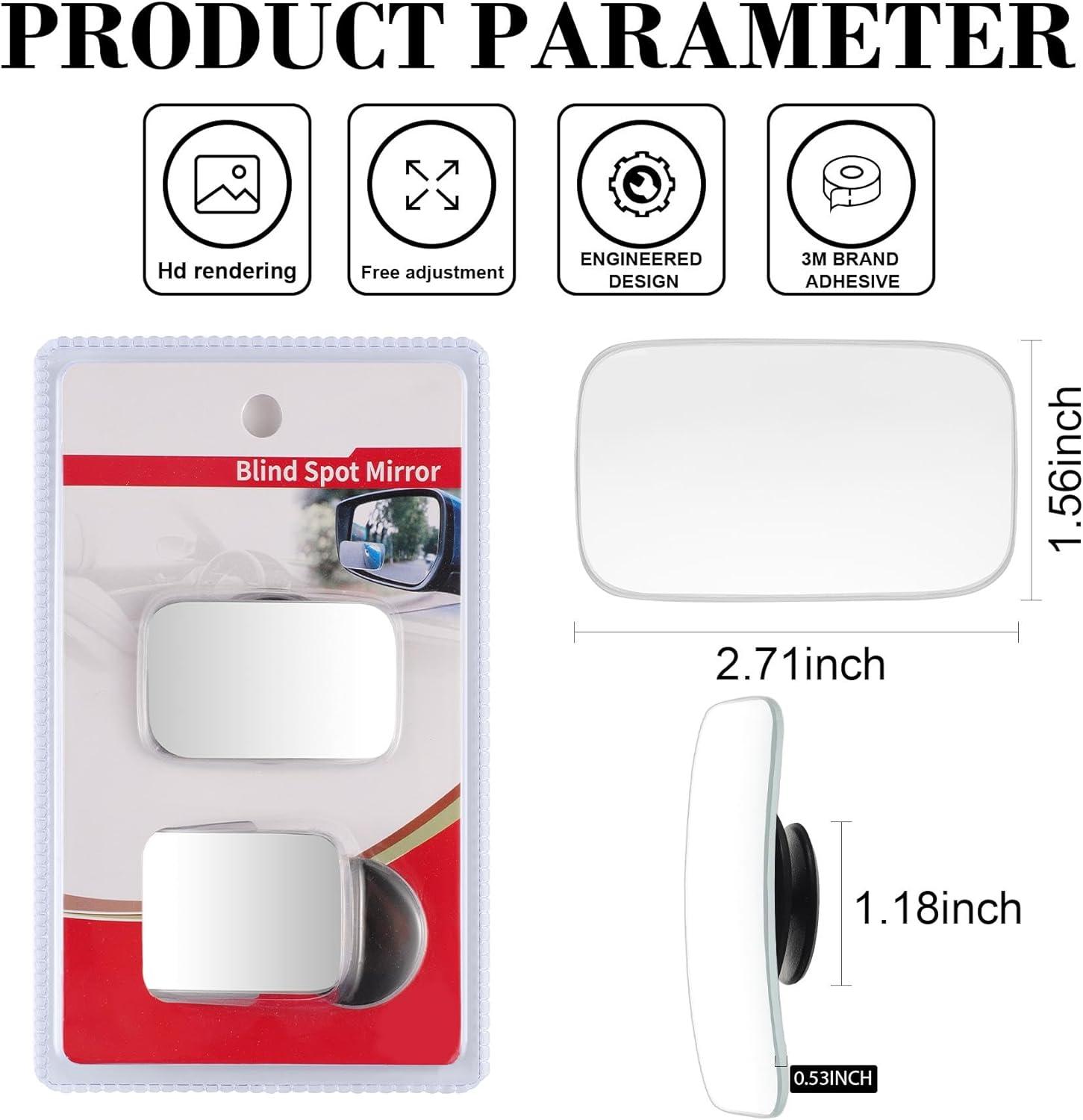 imageLivTee Blind Spot Mirrors HD Glass Frameless Convex Rear View Mirrors Wide Angle Adjustable Stick for Side Mirror Automotive Exterior Accessories for Car SUV ampamp Trucks Pack of 2Rectangle