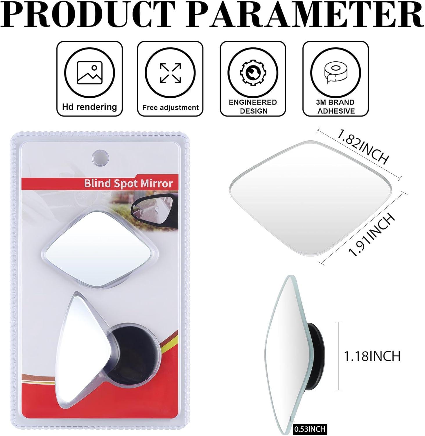 imageLivTee Blind Spot Mirrors HD Glass Frameless Convex Rear View Mirrors Wide Angle Adjustable Stick for Side Mirror Automotive Exterior Accessories for Car SUV ampamp Trucks Pack of 2Rhombus