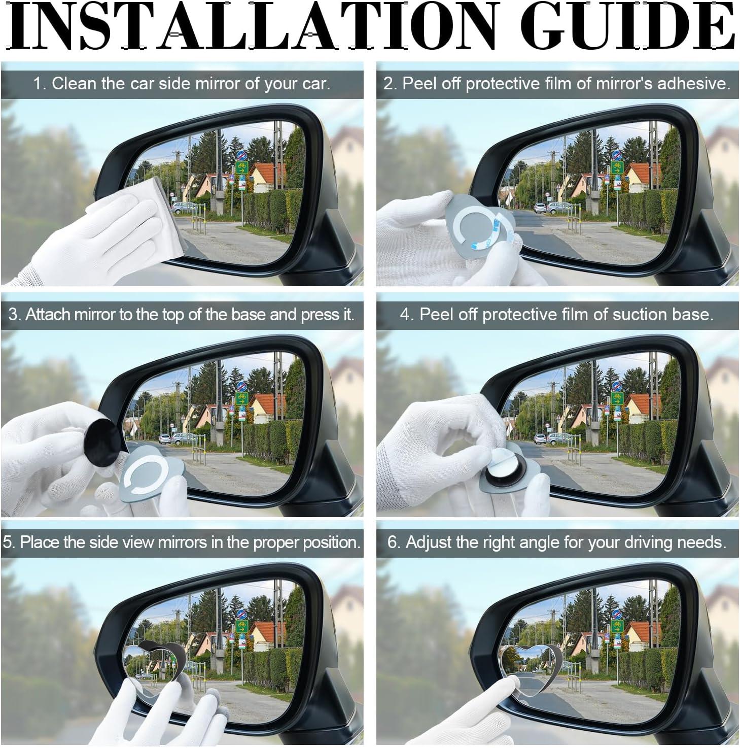 imageLivTee Blind Spot Mirrors Heart Shaped HD Glass Frameless Convex Rear View Mirrors Wide Angle Adjustable Stick for Side Mirror Automotive Exterior Accessories for Car SUV ampamp Trucks Pack of 2