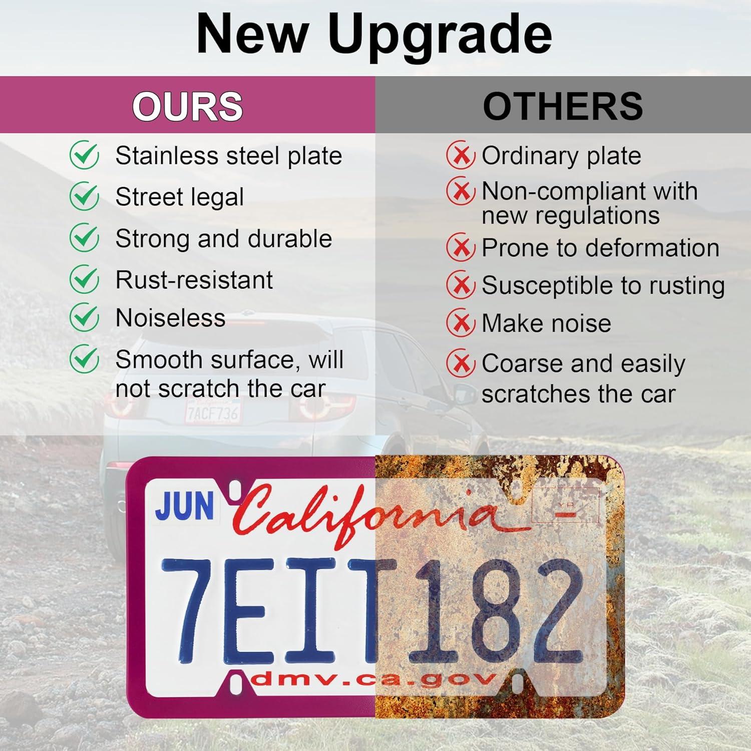 imageLivTee Carbon Fiber License Plate Frames 2 Holes Stainless Steel License Plate Covers 2PCS Car License Plate Holder Slim Design with Gasket Cover for US Cars Automotive Exterior AccessoriesHot Pink