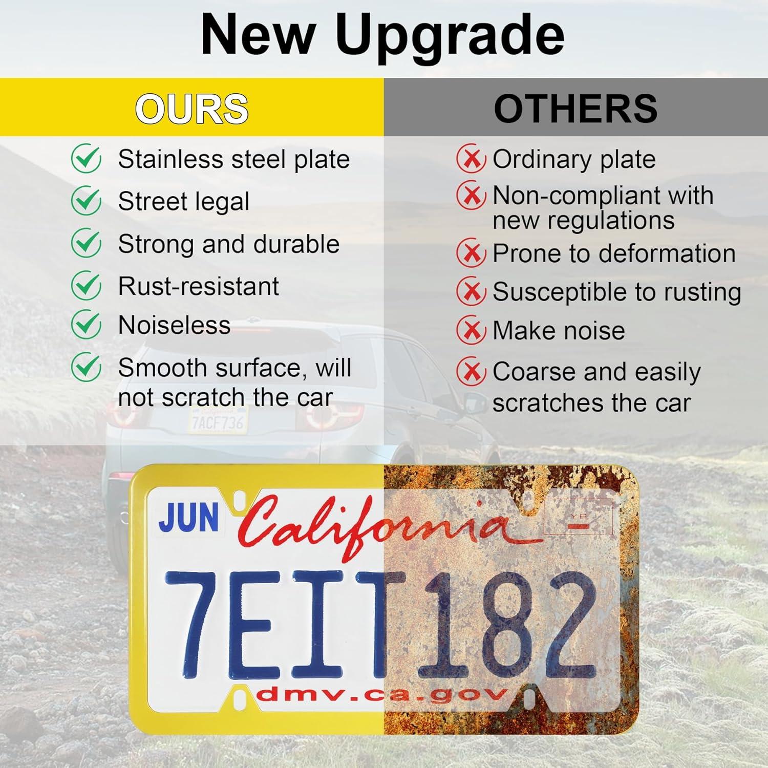 imageLivTee Carbon Fiber License Plate Frames 2 Holes Stainless Steel License Plate Covers 2PCS Car License Plate Holder Slim Design with Gasket Cover for US Cars Automotive Exterior AccessoriesYellow