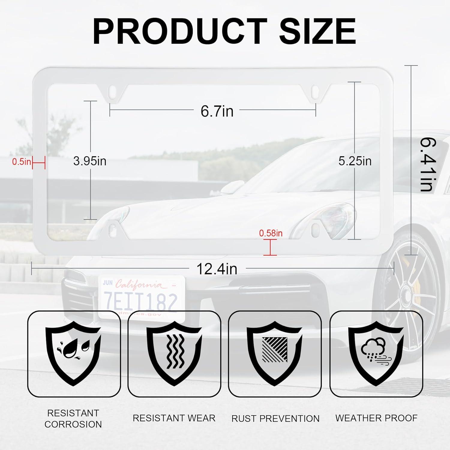 imageLivTee Carbon Fiber License Plate Frames 2 Holes Stainless Steel License Plate Covers 2PCS Car License Plate Holder Slim Design with Gasket Cover for US Cars Automotive Exterior AccessoriesWhite