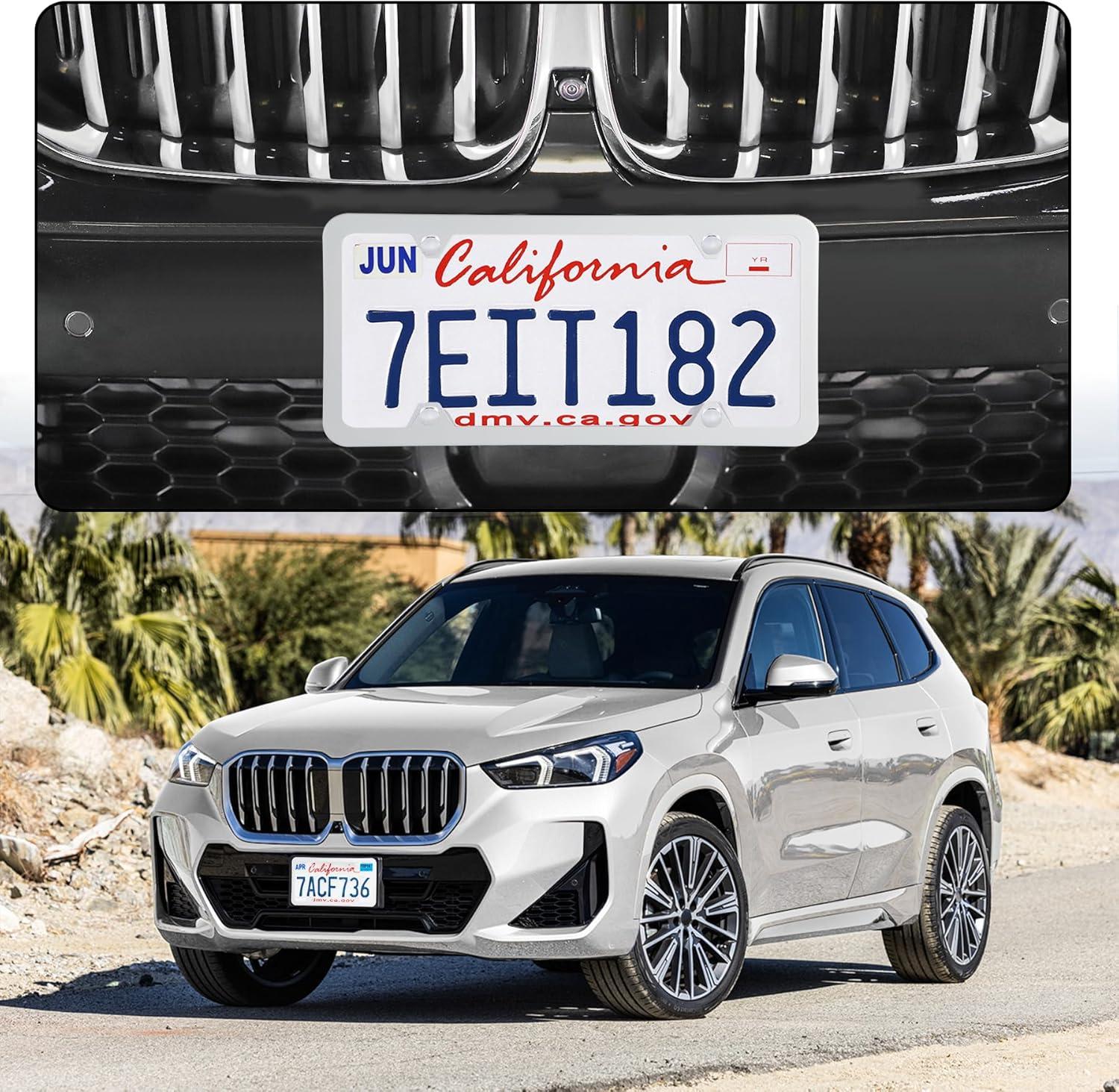 imageLivTee Carbon Fiber License Plate Frames 2 Holes Stainless Steel License Plate Covers 2PCS Car License Plate Holder Slim Design with Gasket Cover for US Cars Automotive Exterior AccessoriesWhite