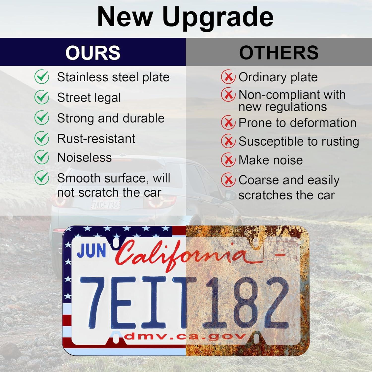 imageLivTee Carbon Fiber License Plate Frames 2 Holes Stainless Steel License Plate Covers 2PCS Car License Plate Holder Slim Design with Gasket Cover for US Cars Automotive Exterior AccessoriesFlag RWB