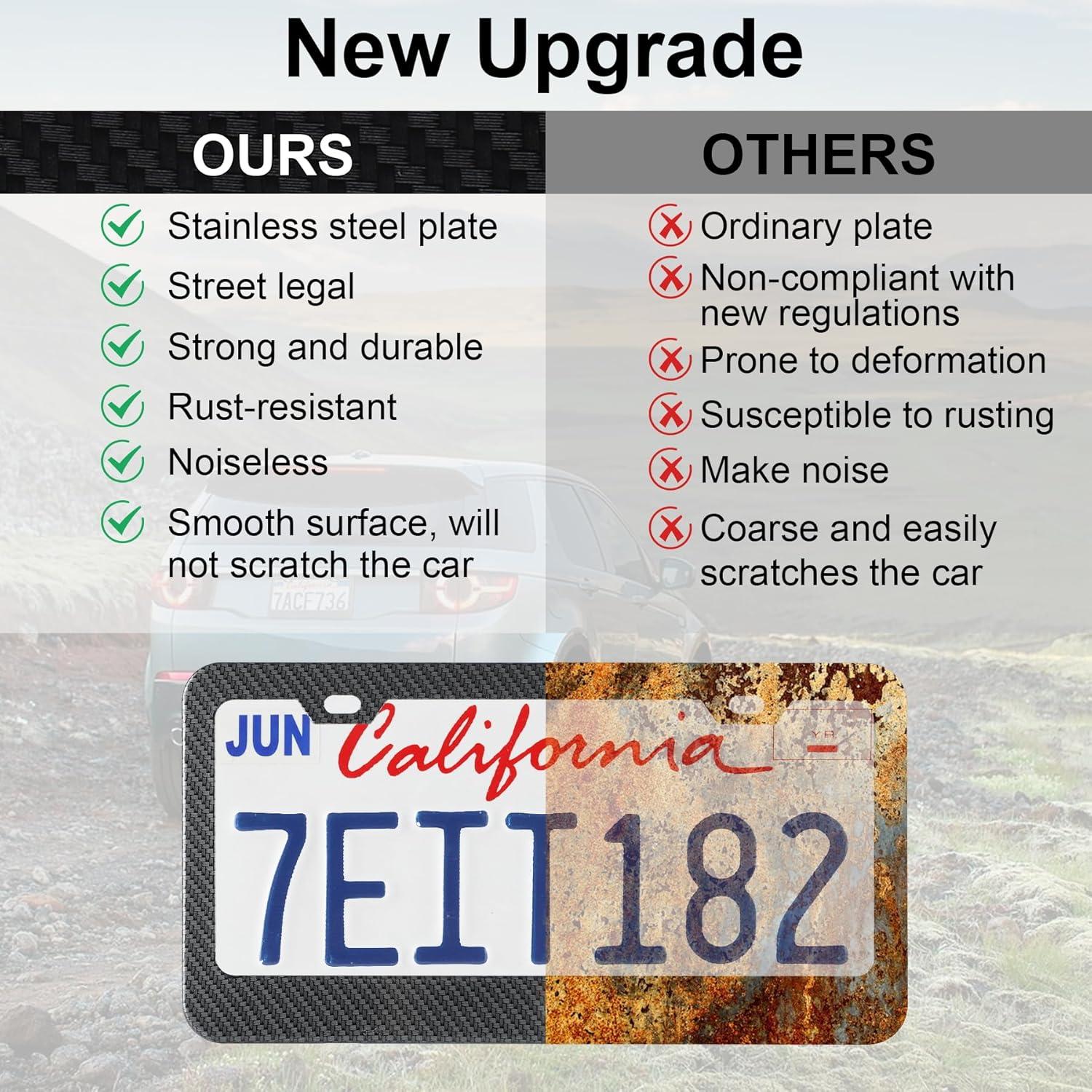 imageLivTee Carbon Fiber License Plate Frames 2 Holes Stainless Steel License Plate Covers 2PCS Car License Plate Holder Slim Design with Gasket Cover for US Cars Automotive Exterior Accessories2H CF TNBW