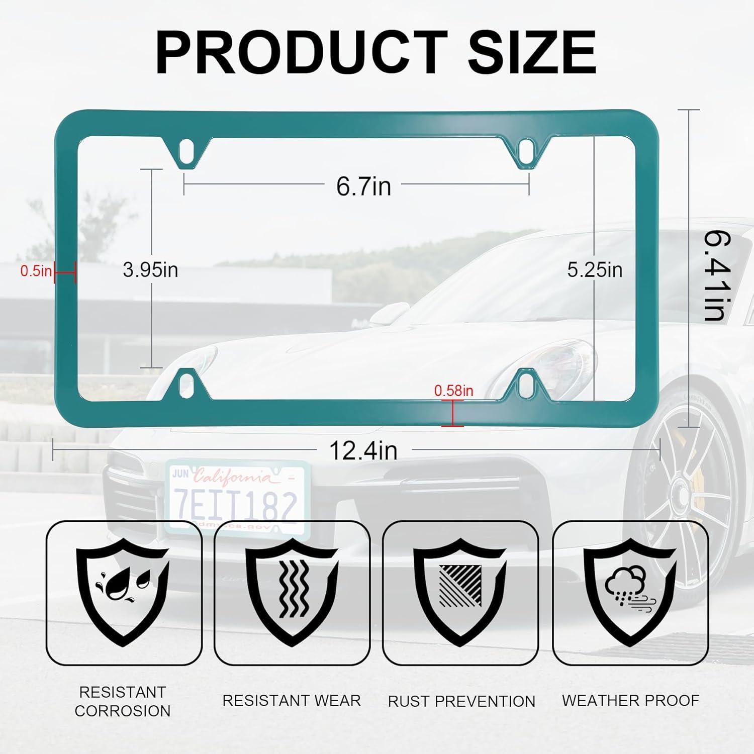 imageLivTee Carbon Fiber License Plate Frames 2 Holes Stainless Steel License Plate Covers 2PCS Car License Plate Holder Slim Design with Gasket Cover for US Cars Automotive Exterior AccessoriesGreen