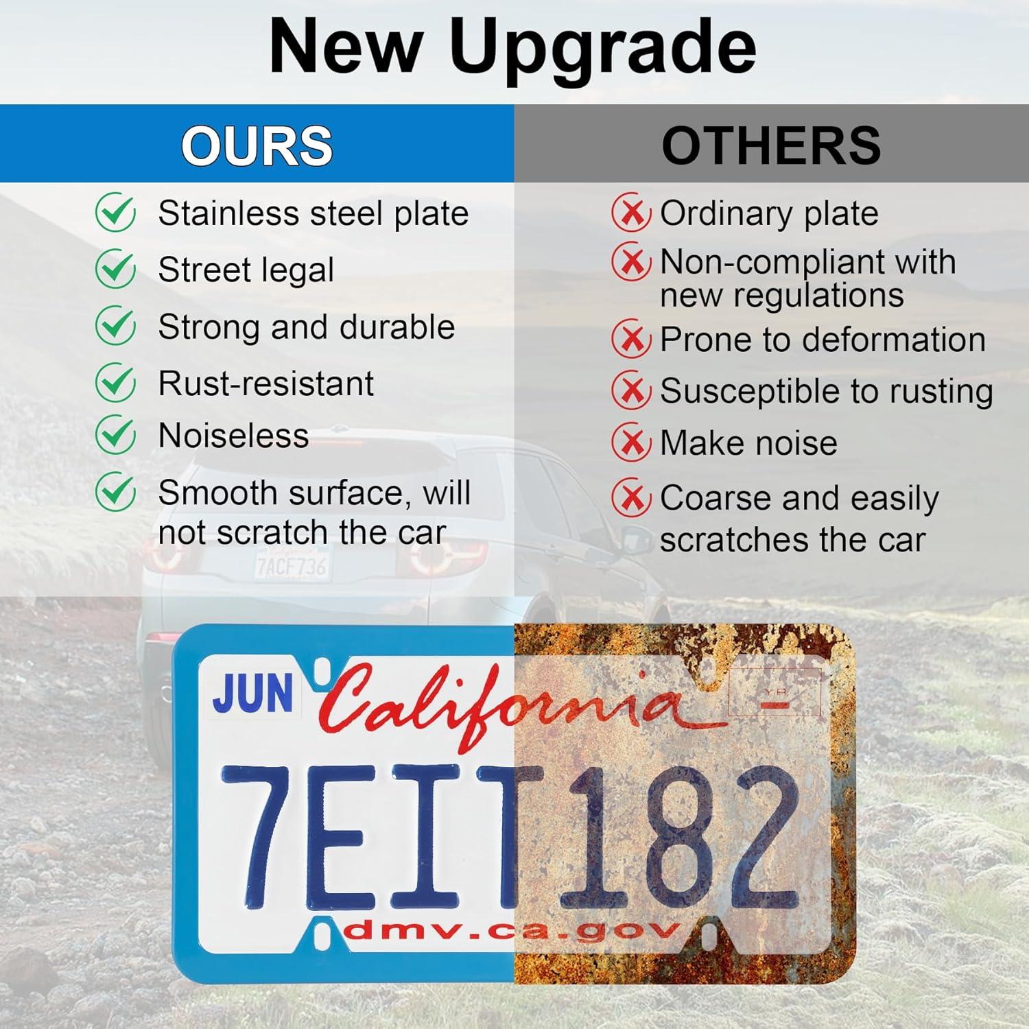 imageLivTee Carbon Fiber License Plate Frames 2 Holes Stainless Steel License Plate Covers 2PCS Car License Plate Holder Slim Design with Gasket Cover for US Cars Automotive Exterior AccessoriesBlue