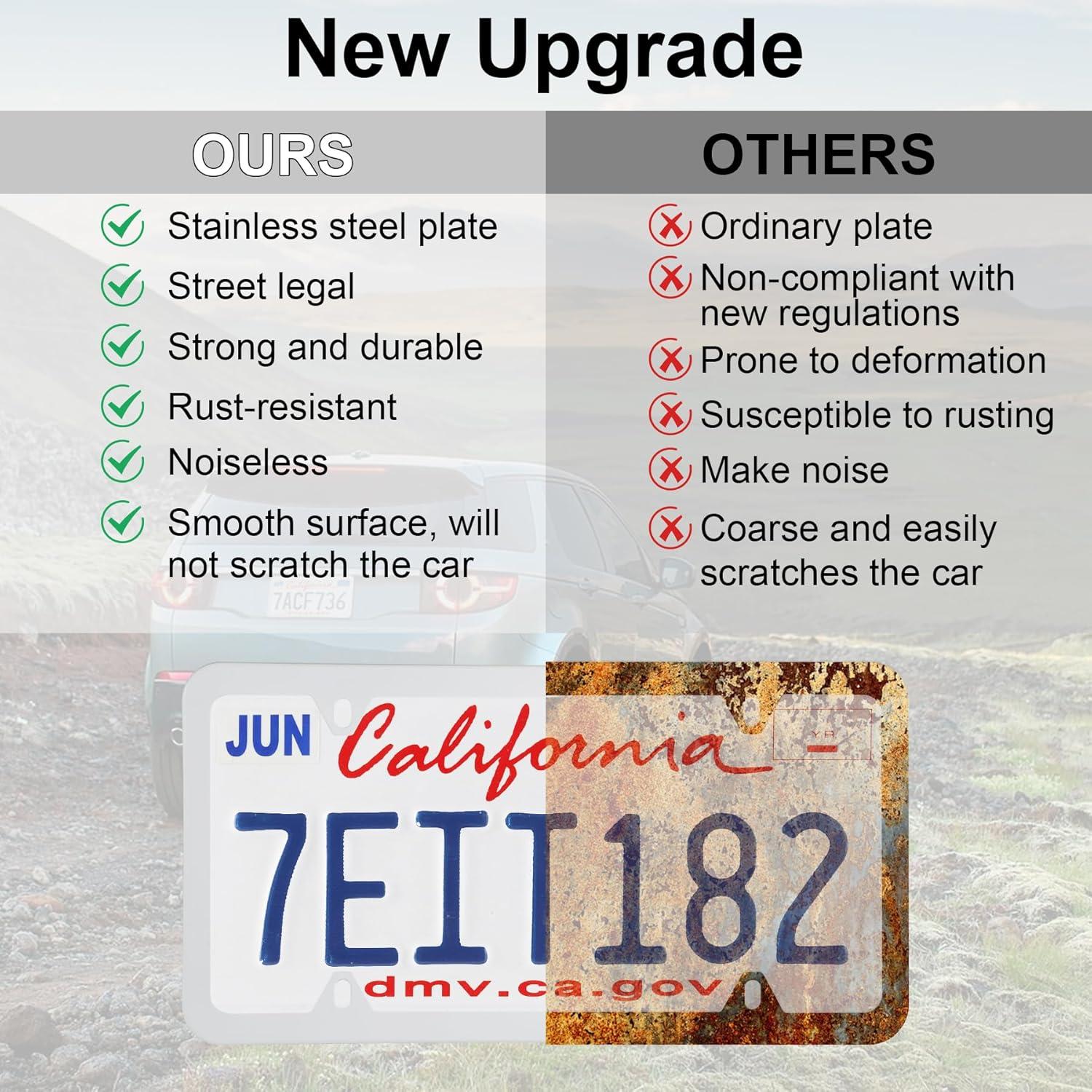 imageLivTee Carbon Fiber License Plate Frames 2 Holes Stainless Steel License Plate Covers 2PCS Car License Plate Holder Slim Design with Gasket Cover for US Cars Automotive Exterior AccessoriesWhite