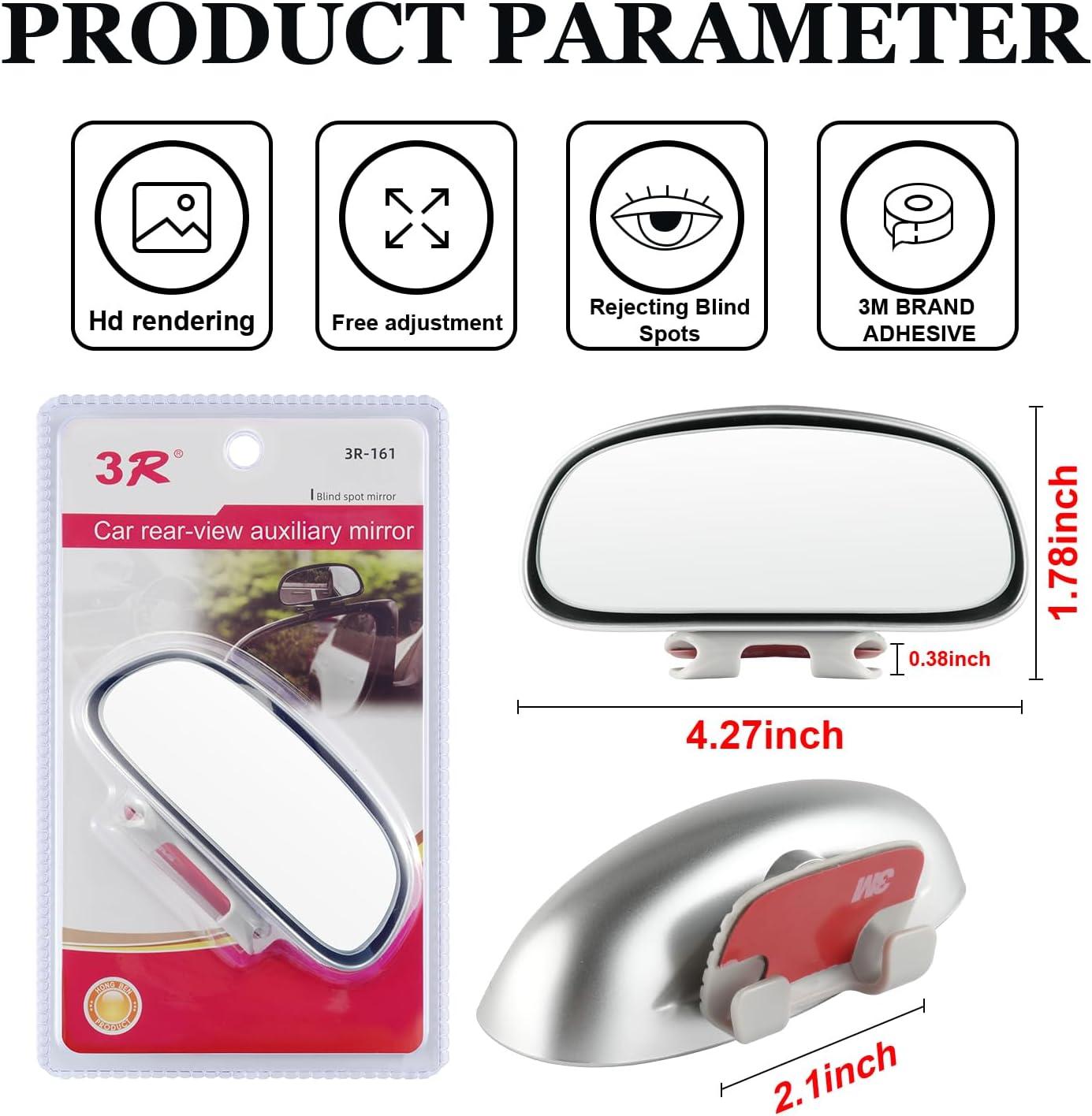 imageLivTee Clip on Blind Spot Mirror HD Glass Frameless Convex Rear View Mirrors Exterior Accessories with Wide Angle Adjustable Stick for Car SUV and Trucks WhiteSilver