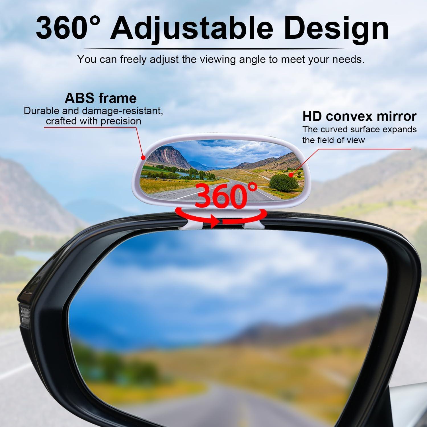 imageLivTee Clip on Blind Spot Mirror HD Glass Frameless Convex Rear View Mirrors Exterior Accessories with Wide Angle Adjustable Stick for Car SUV and Trucks WhiteWhite