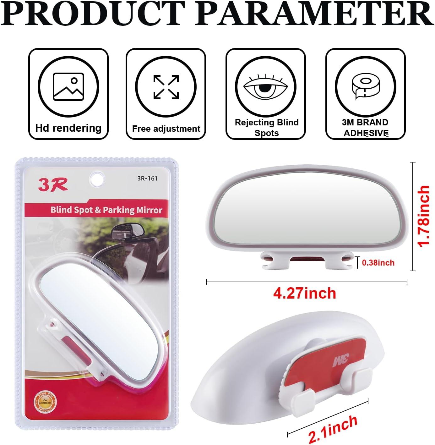 imageLivTee Clip on Blind Spot Mirror HD Glass Frameless Convex Rear View Mirrors Exterior Accessories with Wide Angle Adjustable Stick for Car SUV and Trucks WhiteWhite